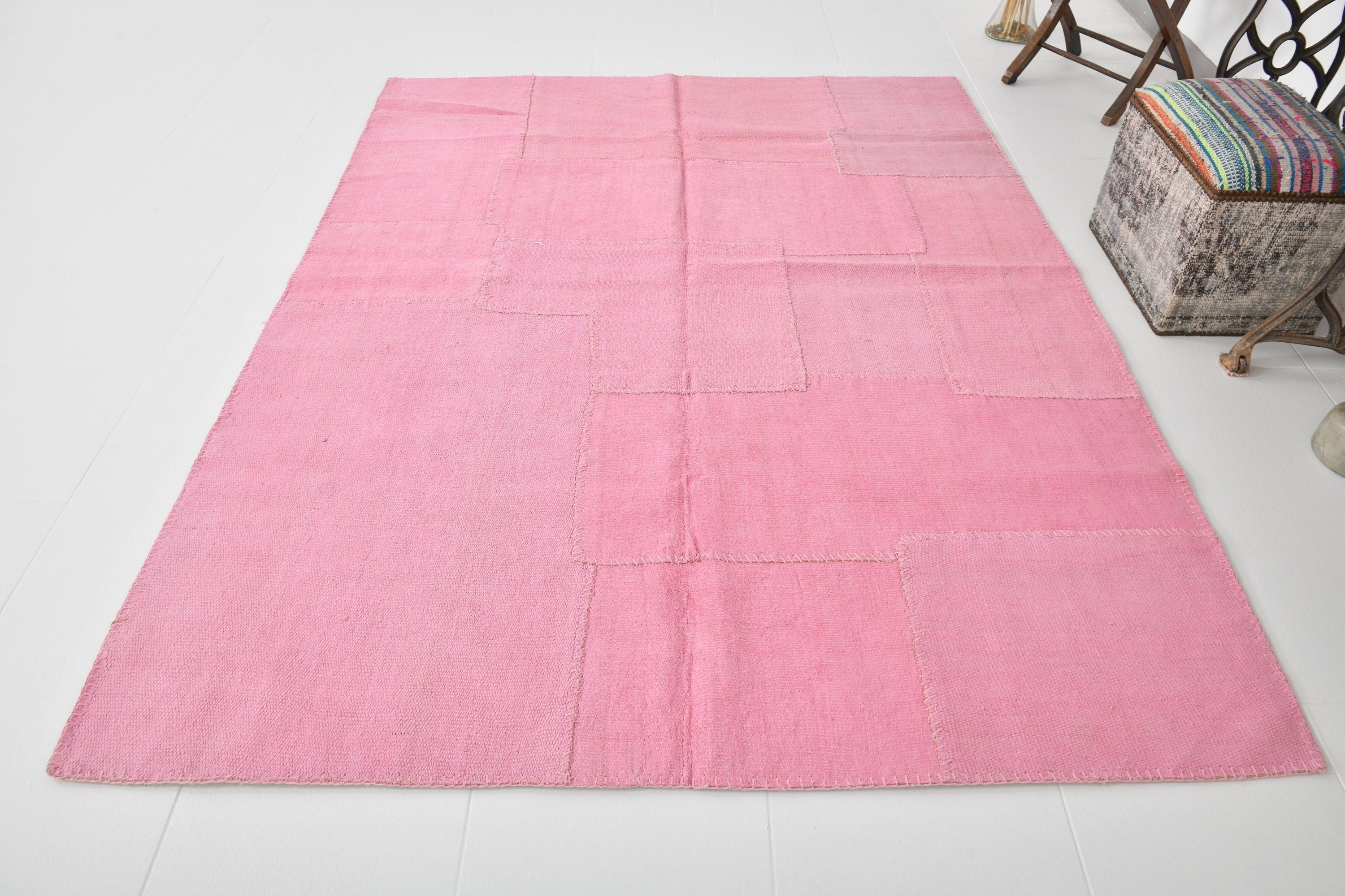 Vintage Hemp Kilim Patchwork 5'11" x 7'11" ft