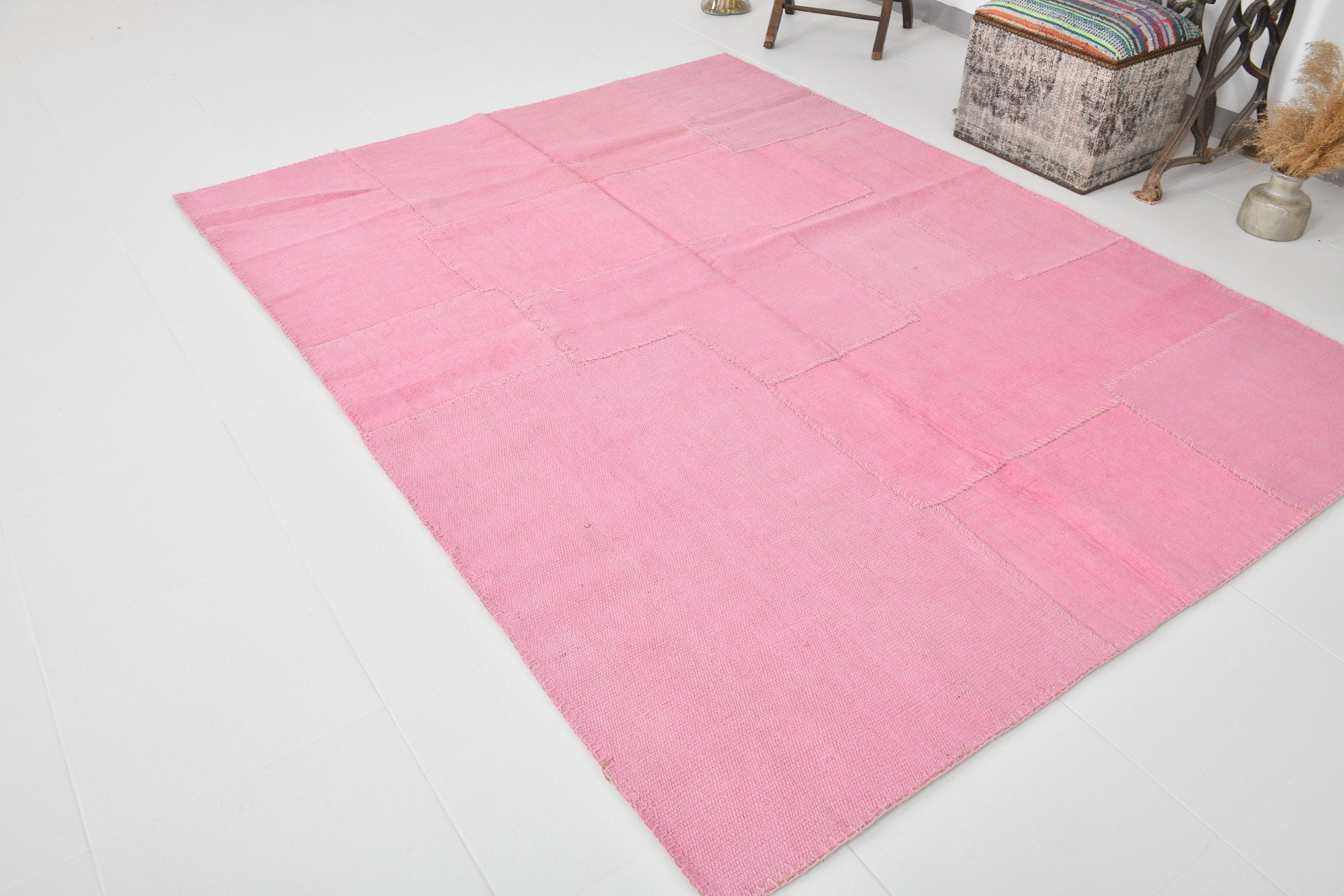 Vintage Hemp Kilim Patchwork 5'11" x 7'11" ft