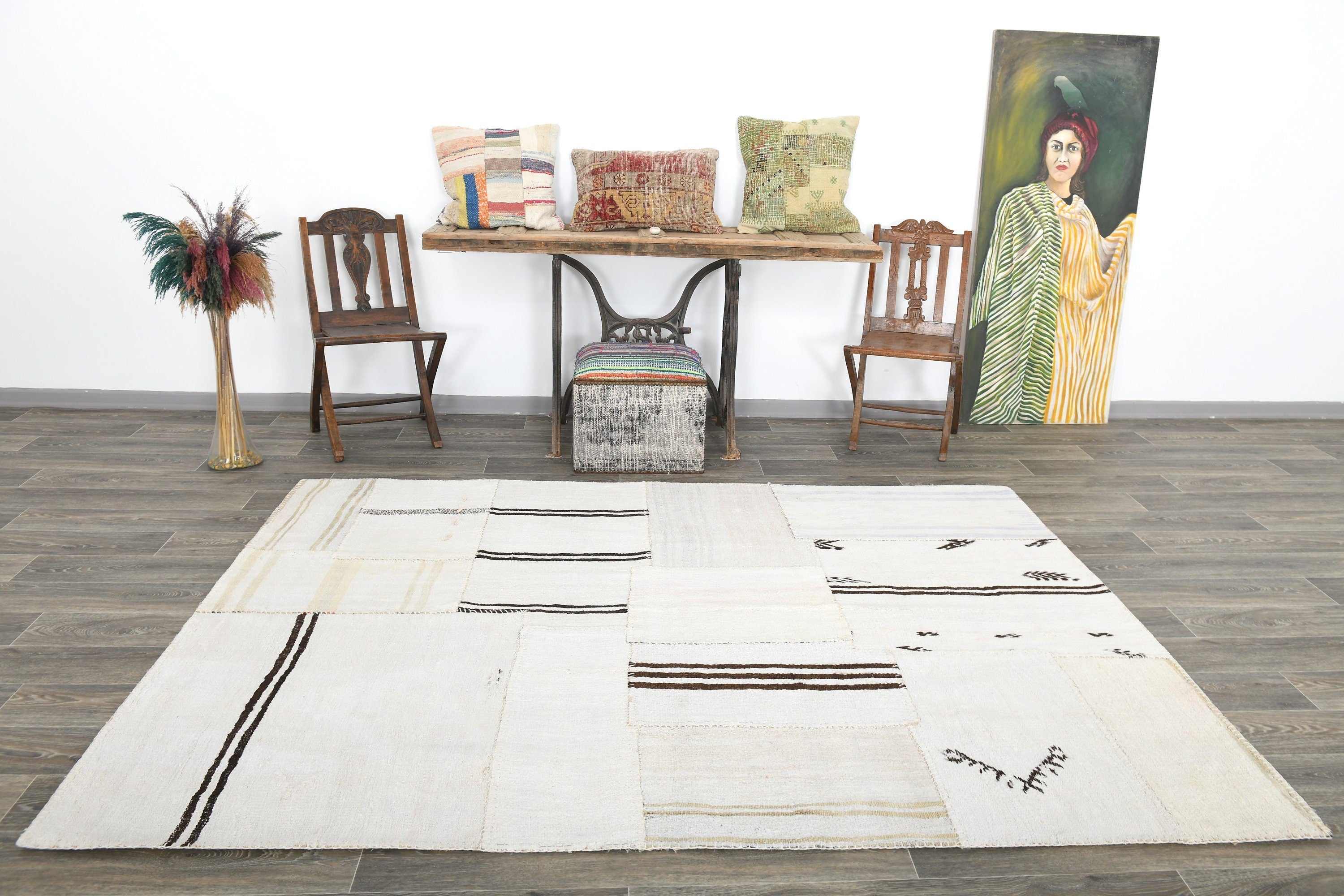 Vintage Hemp Kilim Patchwork 5’11’’ x 8’0’’ ft