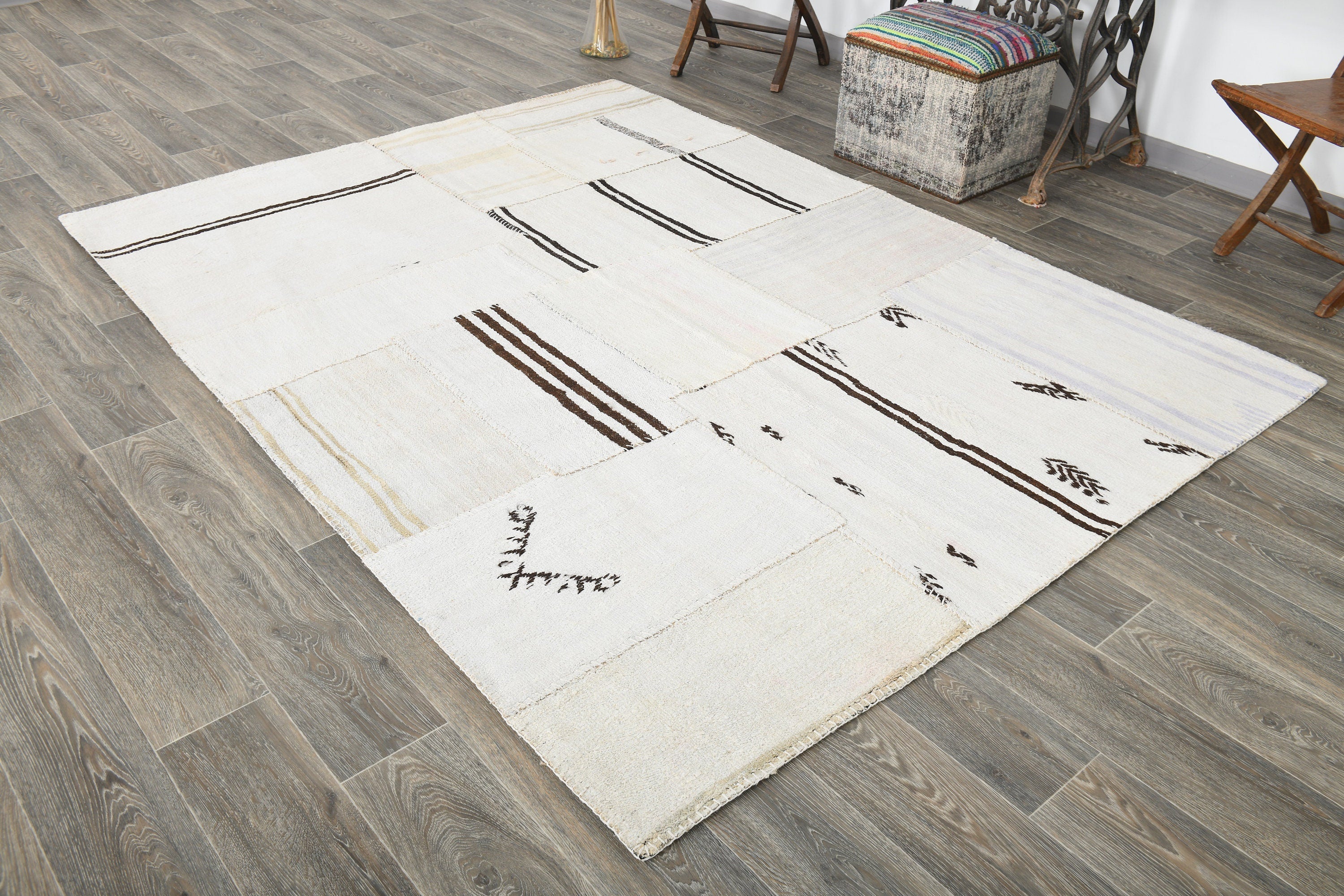 Vintage Hemp Kilim Patchwork 5’11’’ x 8’0’’ ft