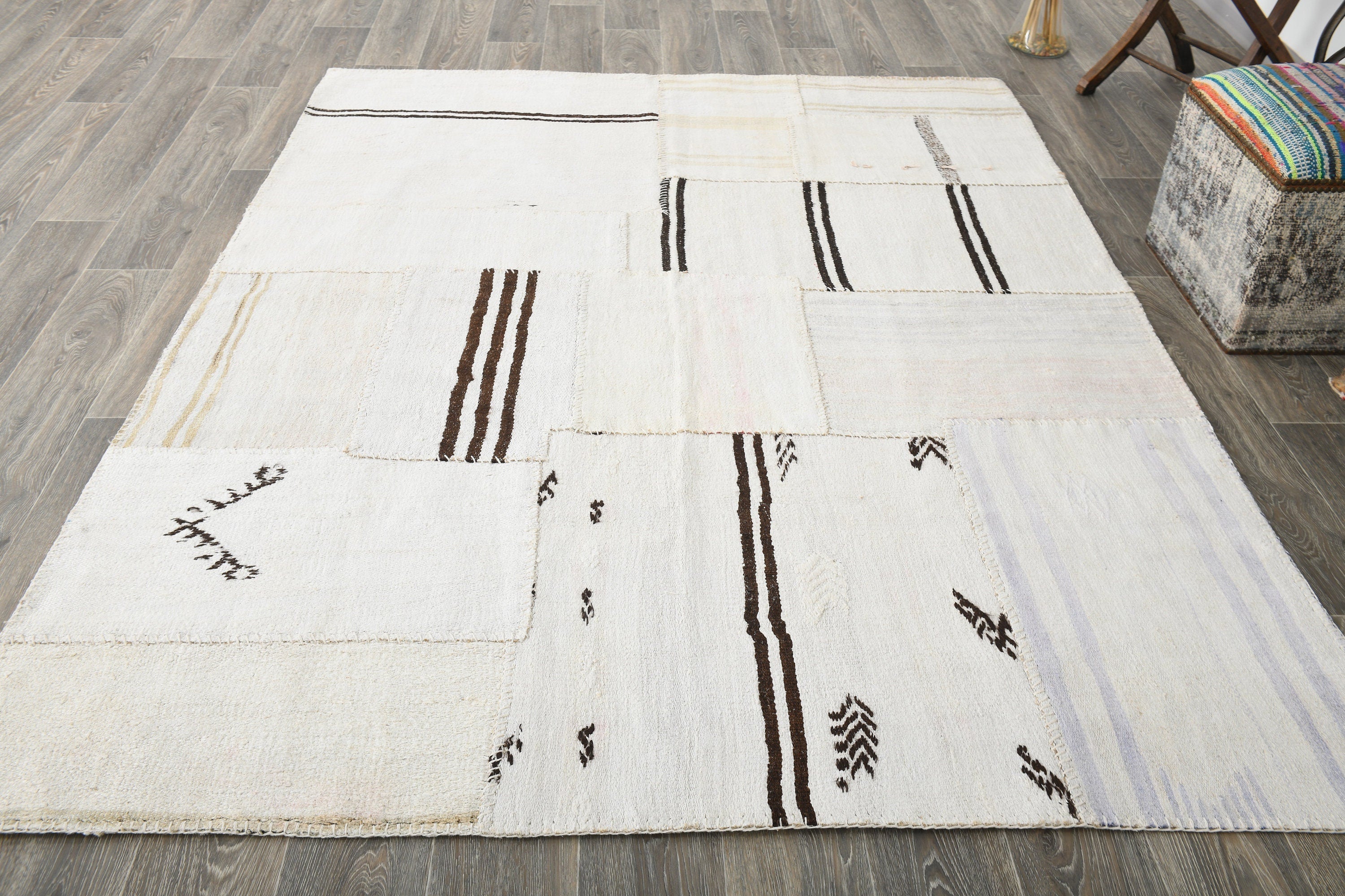 Vintage Hemp Kilim Patchwork 5’11’’ x 8’0’’ ft