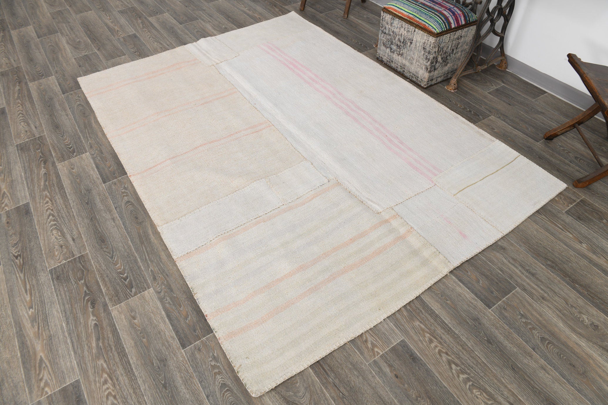 Vintage Hemp Kilim Patchwork 5'8" x 8'1" ft