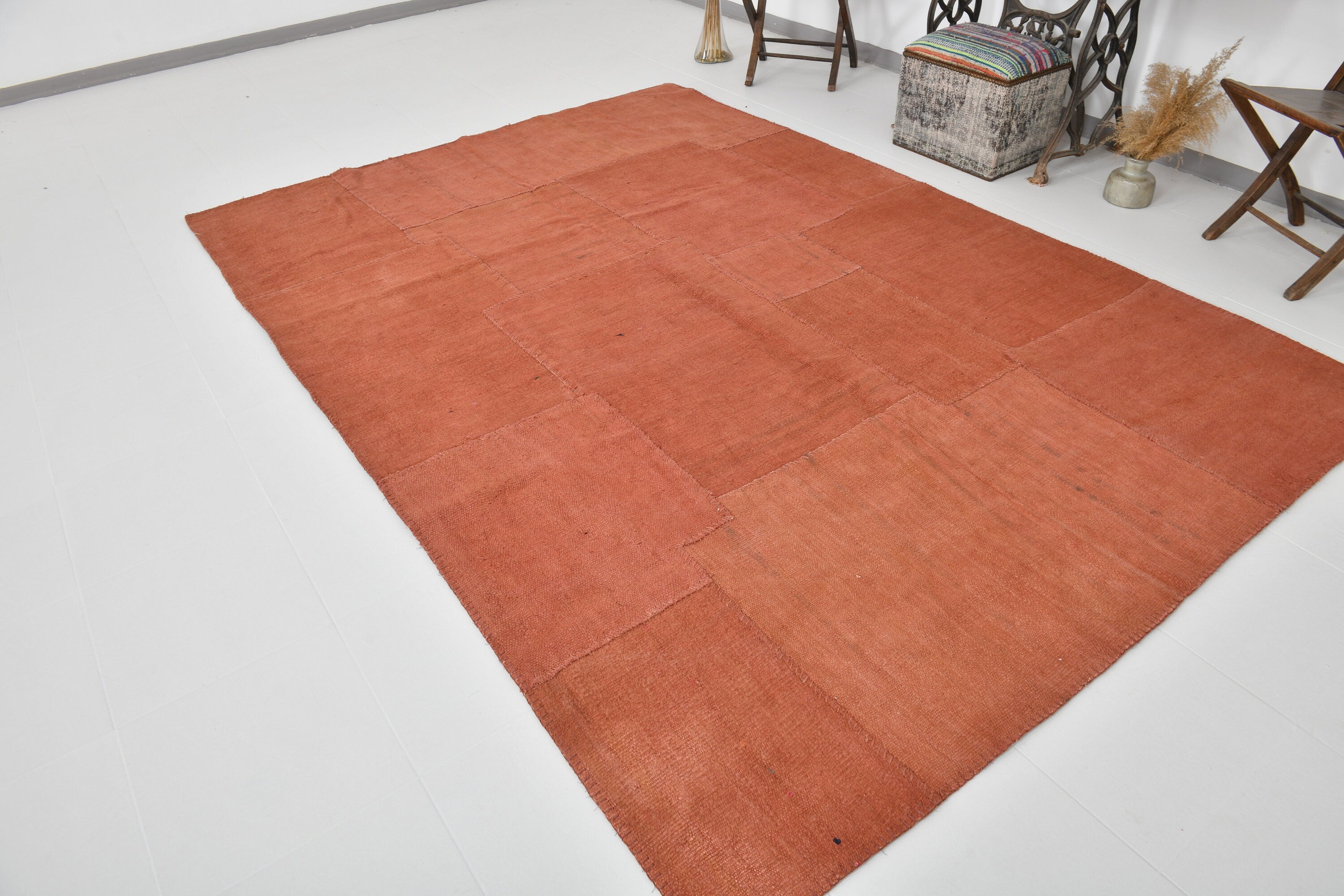Vintage Hemp Kilim Patchwork 6'11" x 10'0" ft
