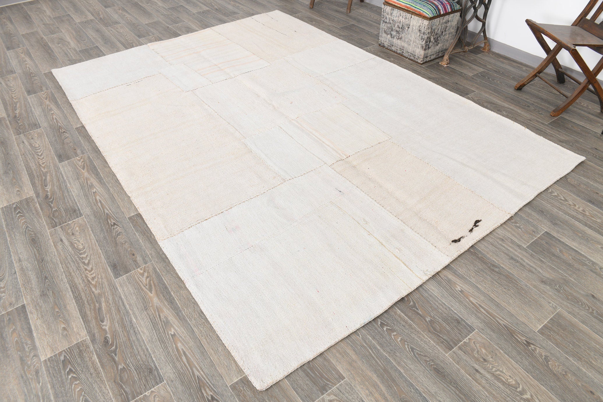 Vintage Hemp Kilim Patchwork 6’12’’ x 10’1’’ ft