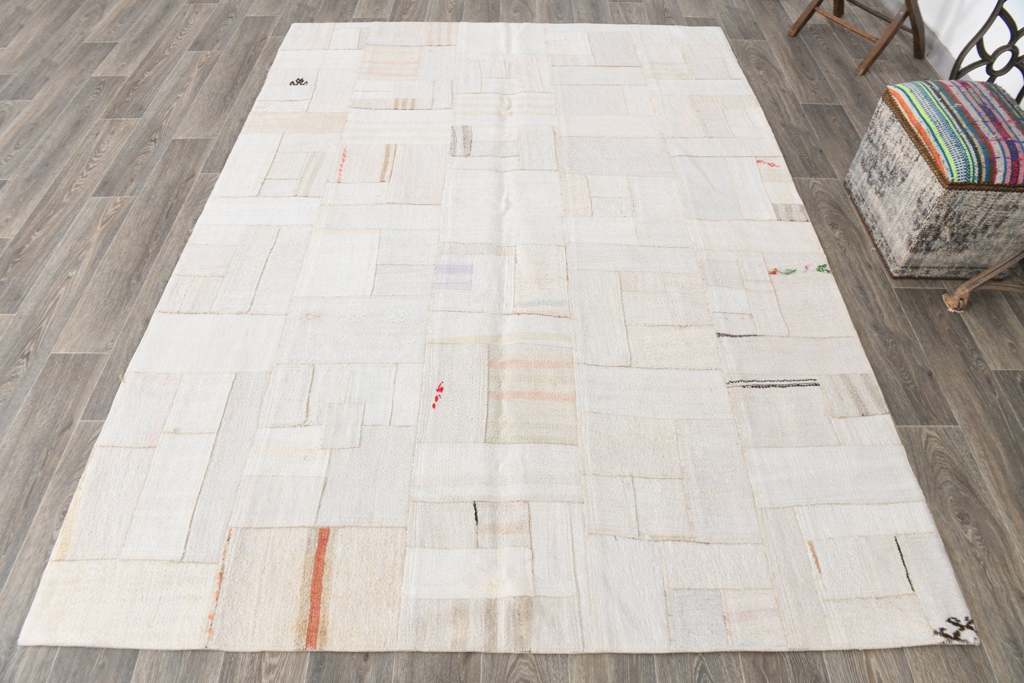 Vintage Hemp Kilim Patchwork 6'4" x 8'8" ft