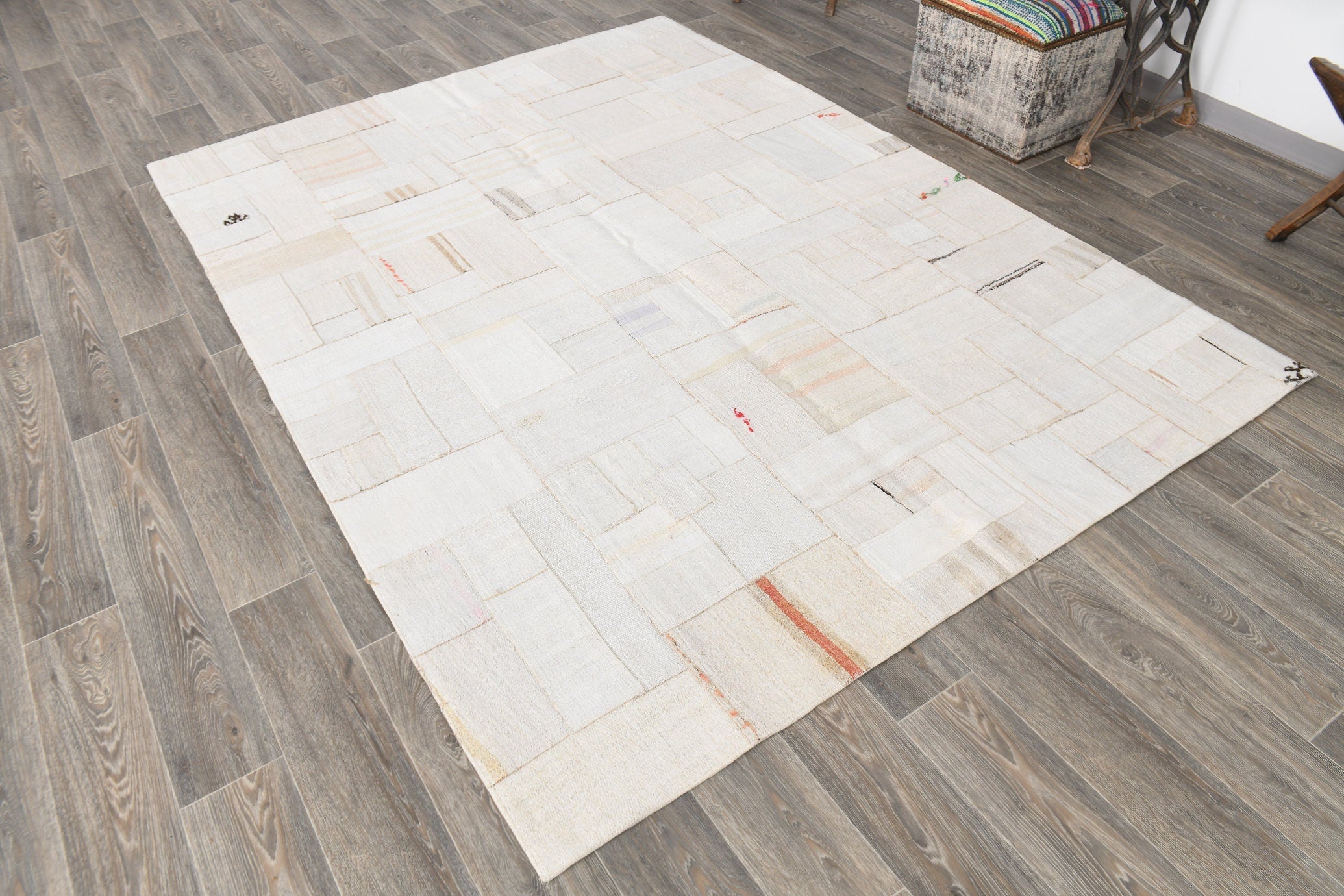 Vintage Hemp Kilim Patchwork 6'4" x 8'8" ft