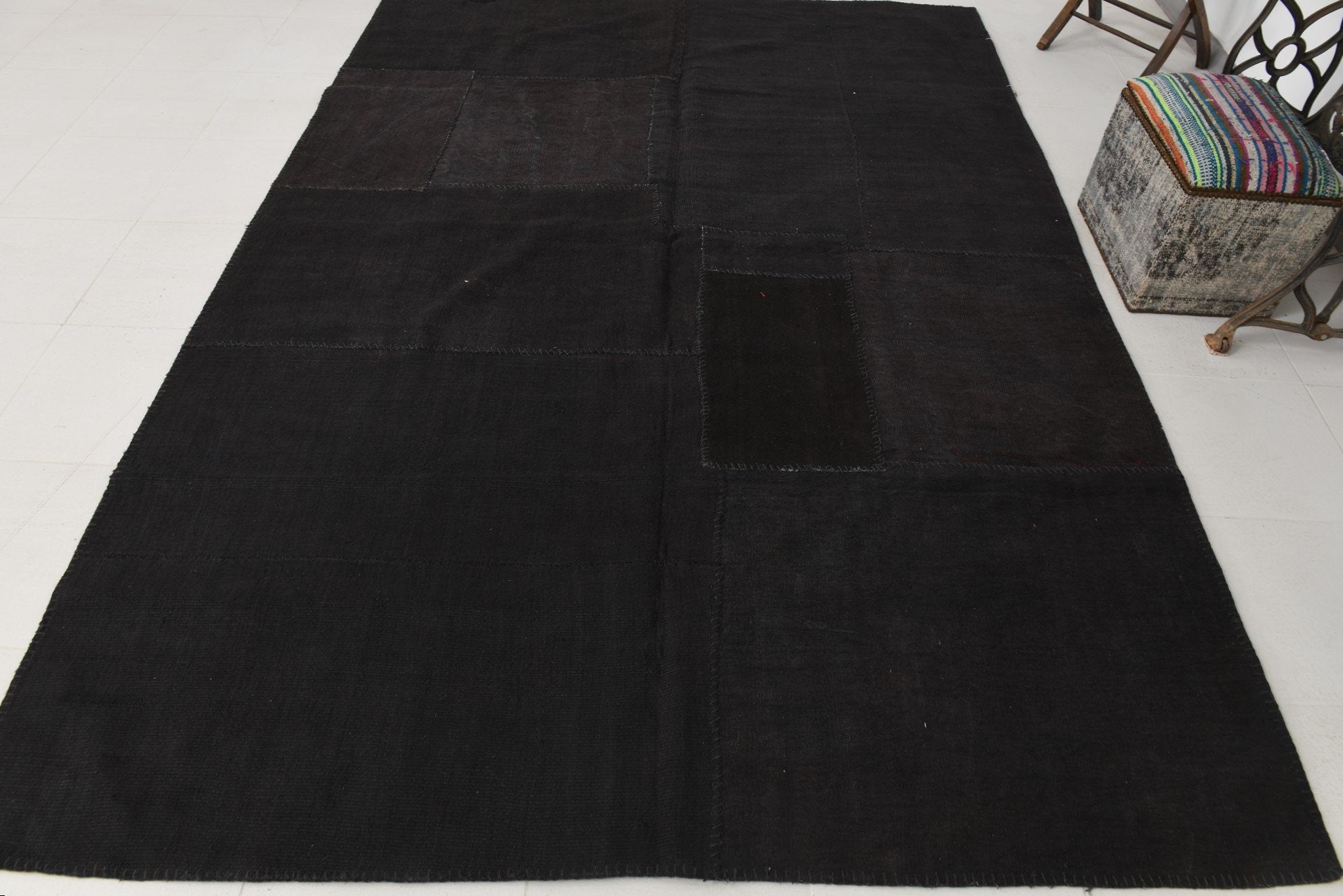 Vintage Hemp Kilim Patchwork 7'0" x 10'1" ft