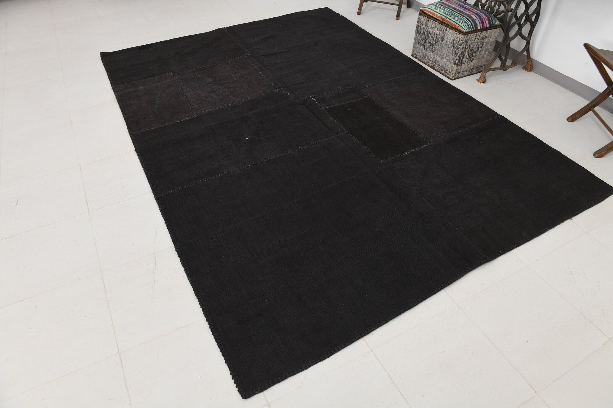 Vintage Hemp Kilim Patchwork 7'0" x 10'1" ft