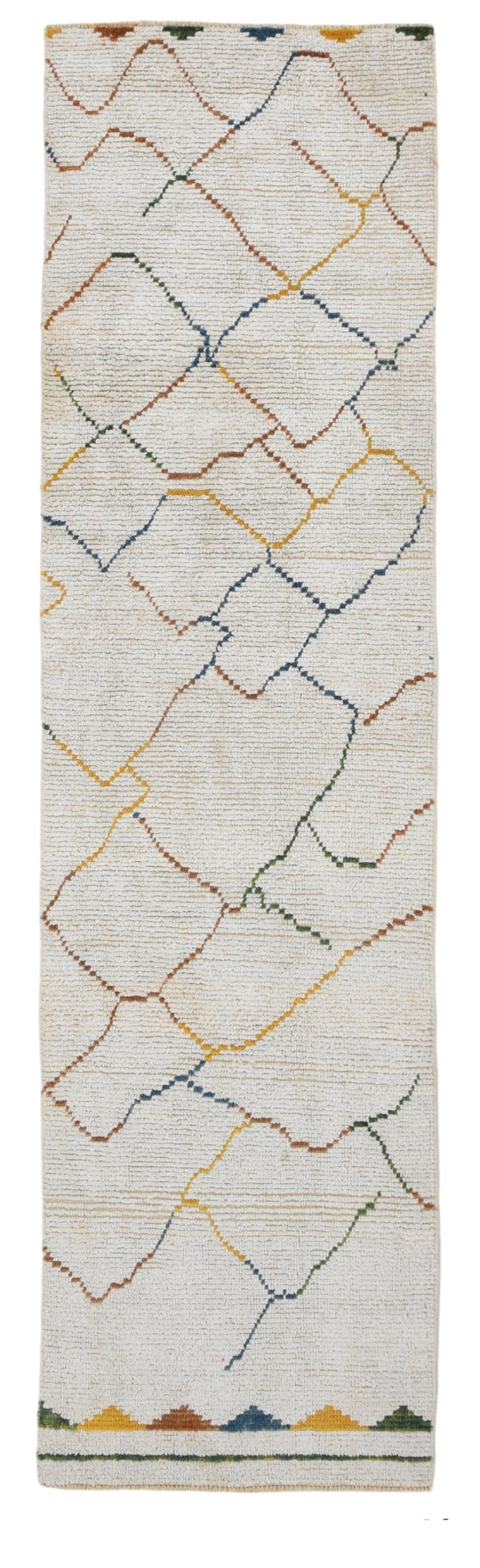 Handknotted Natural Hemp Runner, Beige / Off-White 2'6" x 9'3" Zigzag