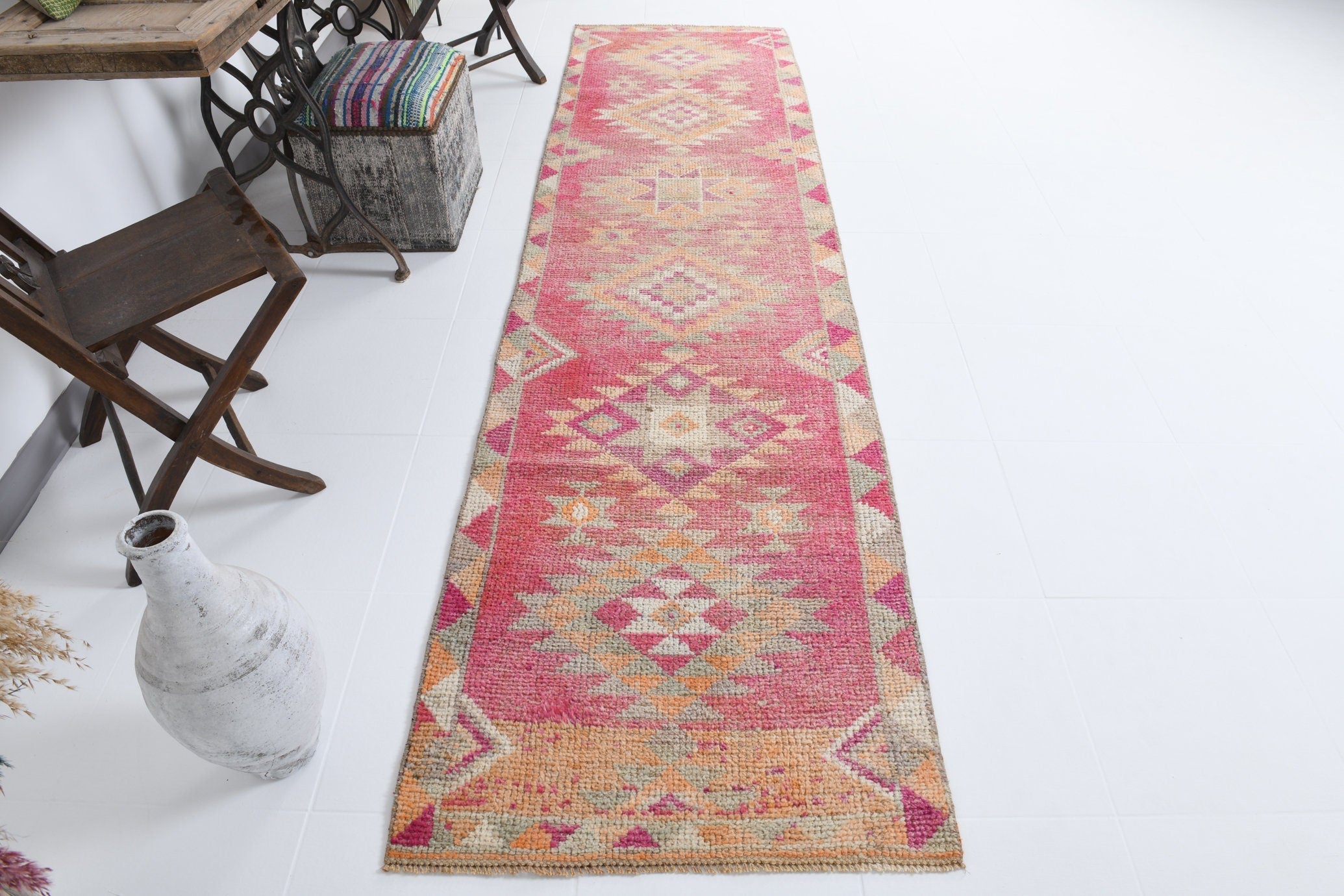 Vintage Herki Runner Rug 2'10" x 10'6" ft