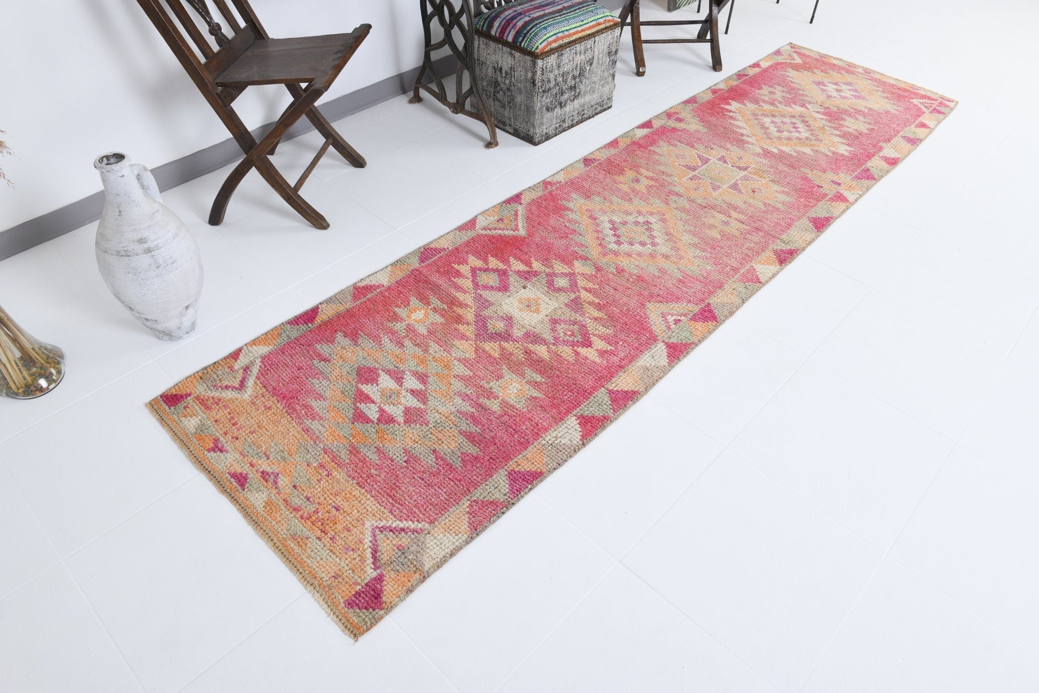 Vintage Herki Runner Rug 2'10" x 10'6" ft