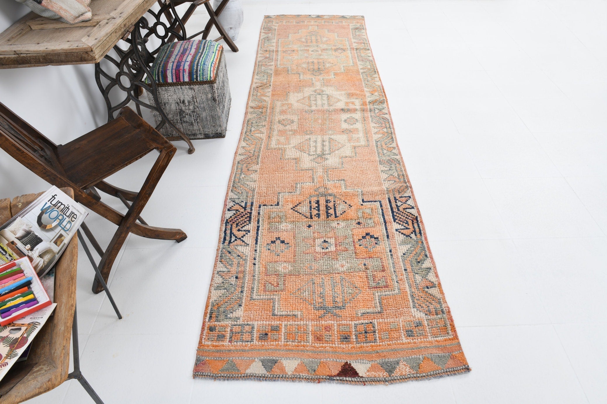 Vintage Herki Runner Rug 2’10’’ x 11’1’’ ft