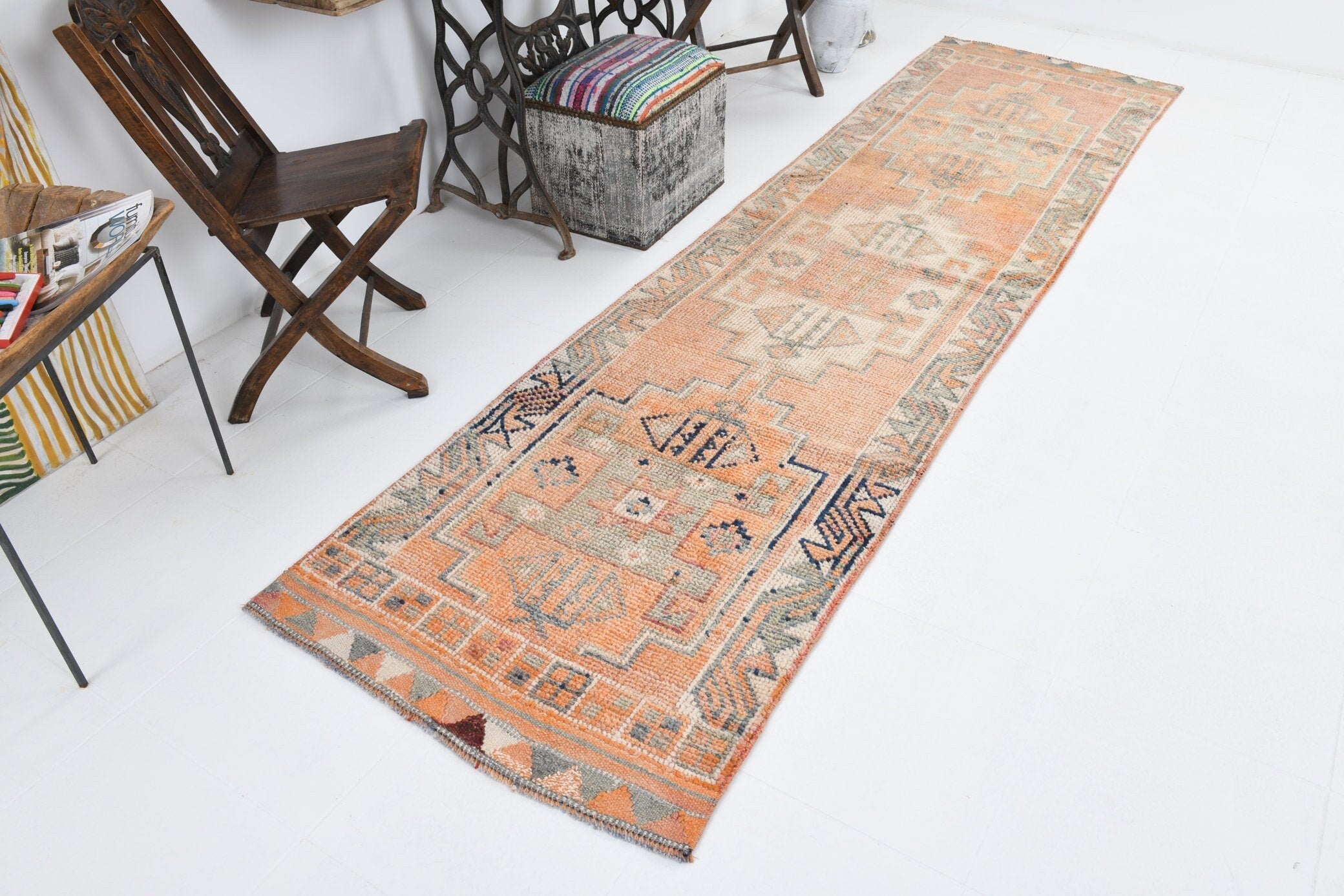 Vintage Herki Runner Rug 2’10’’ x 11’1’’ ft