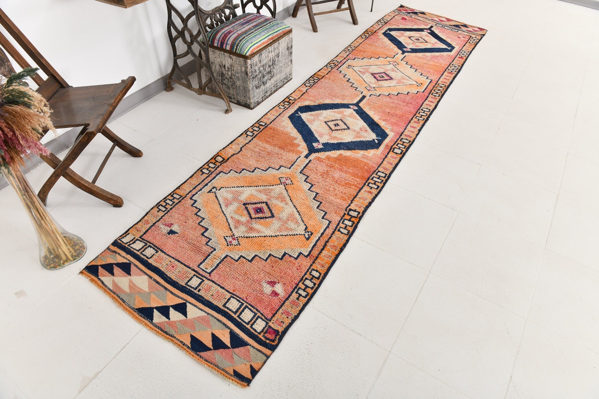 Vintage Herki Runner Rug 2'10" x 11'3" ft