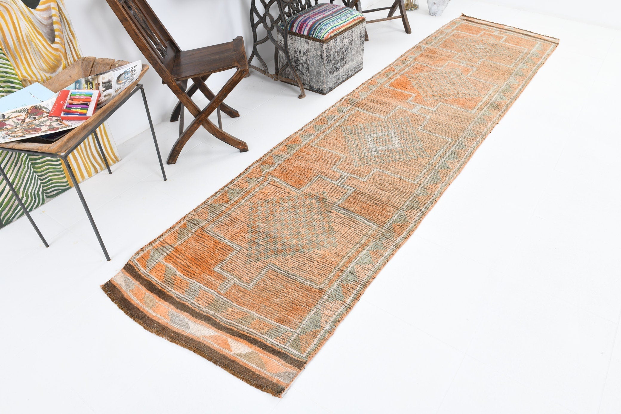 Vintage Herki Runner Rug 2’10’’ x 11’8’’ ft