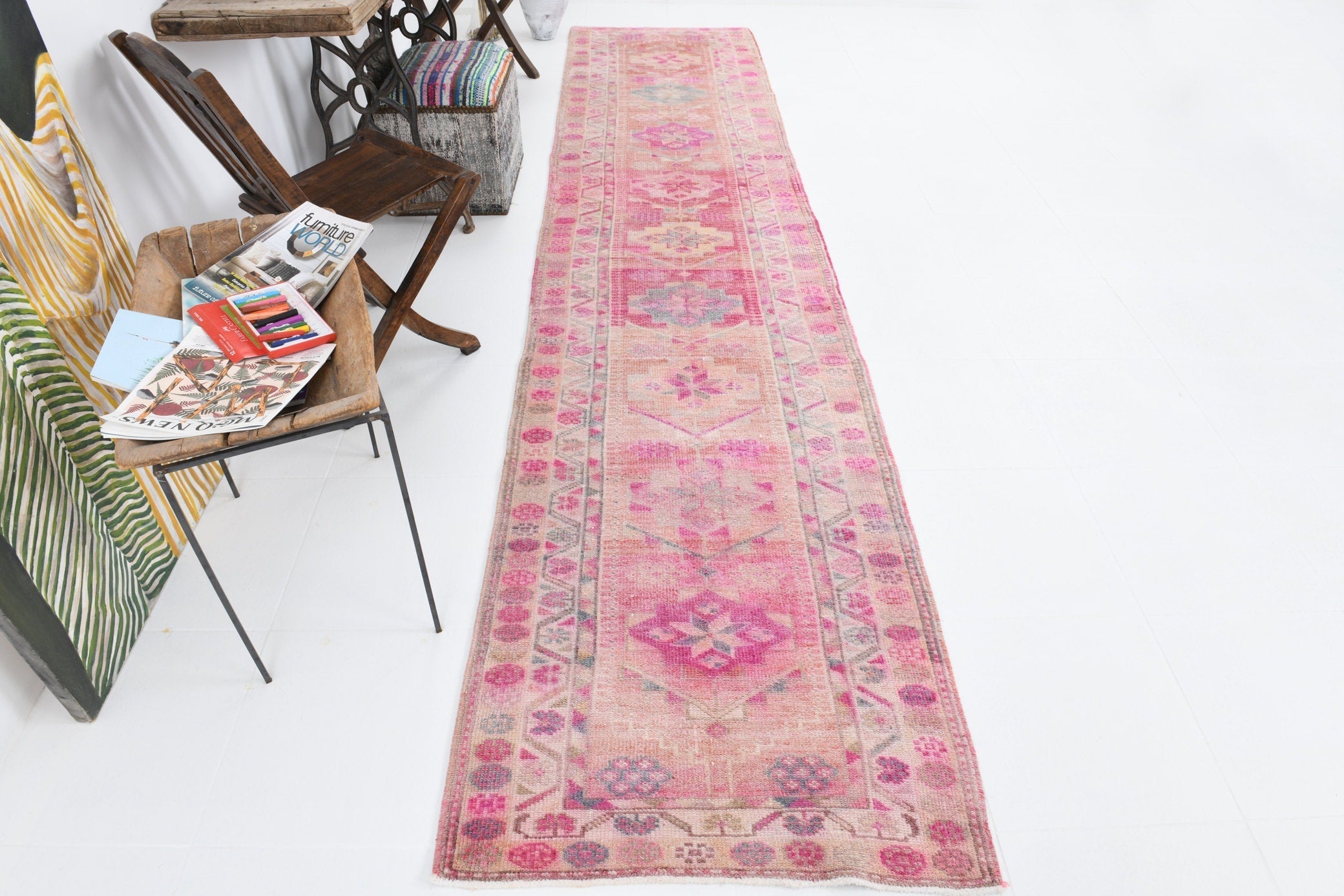 Vintage Herki Runner Rug 2’10’’ x 13’1’’ ft