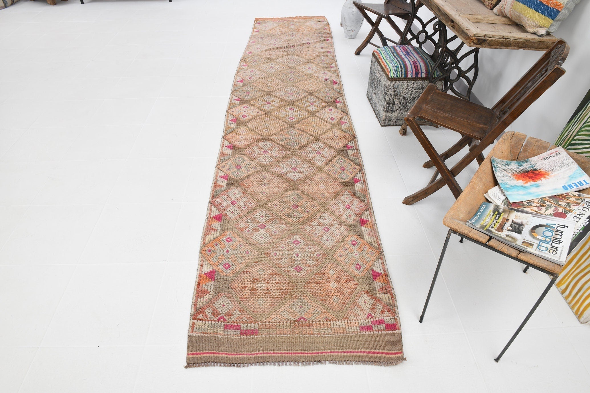 Vintage Herki Runner Rug 2'10" x 13'5" ft