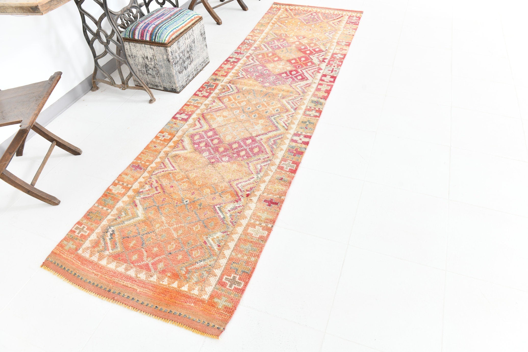 Vintage Herki Runner Rug 2'11" x 10'2" ft