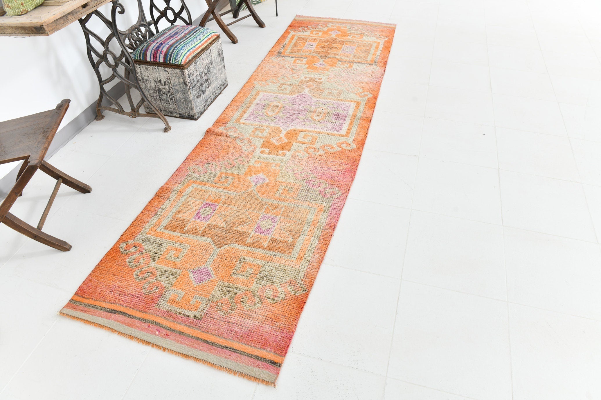 Vintage Herki Runner Rug 2'11" x 10'3" ft