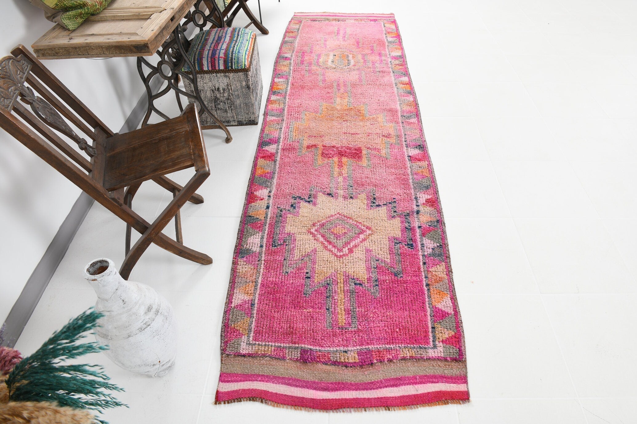 Vintage Herki Runner Rug 2'11" x 10'8" ft