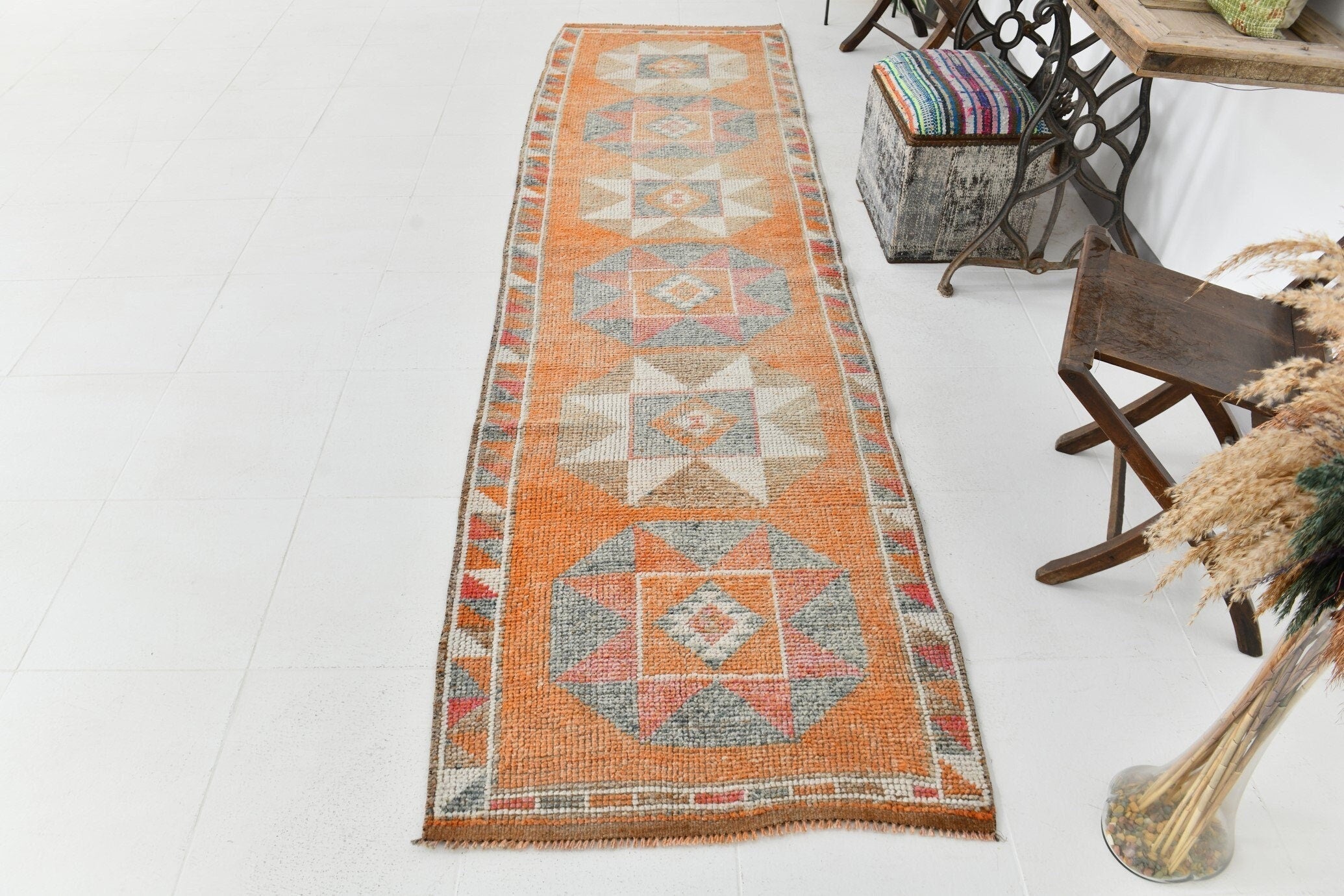 Vintage Herki Runner Rug 2'11" x 10'8" ft