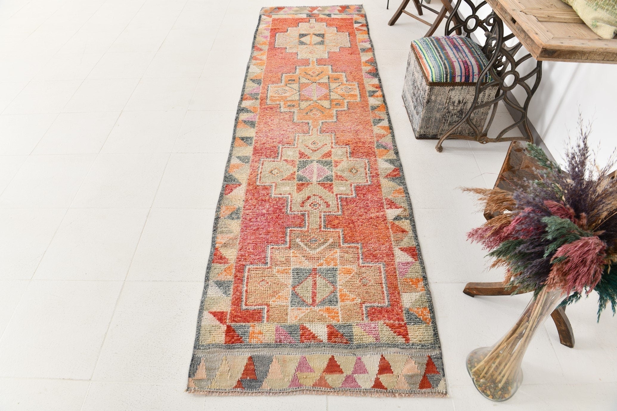 Vintage Herki Runner Rug 2'11" x 10'8" ft