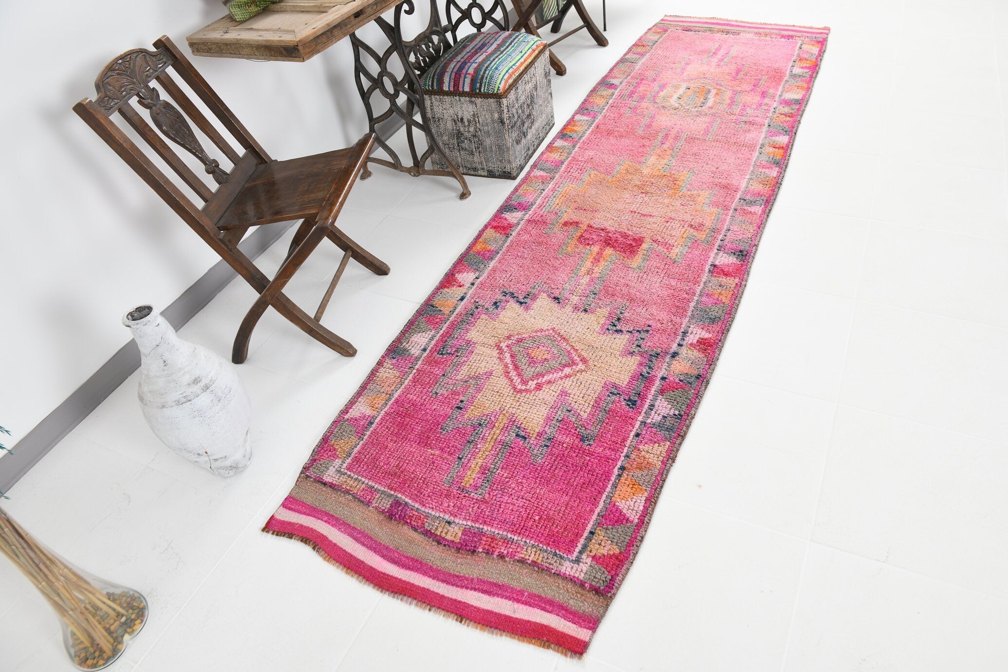 Vintage Herki Runner Rug 2'11" x 10'8" ft