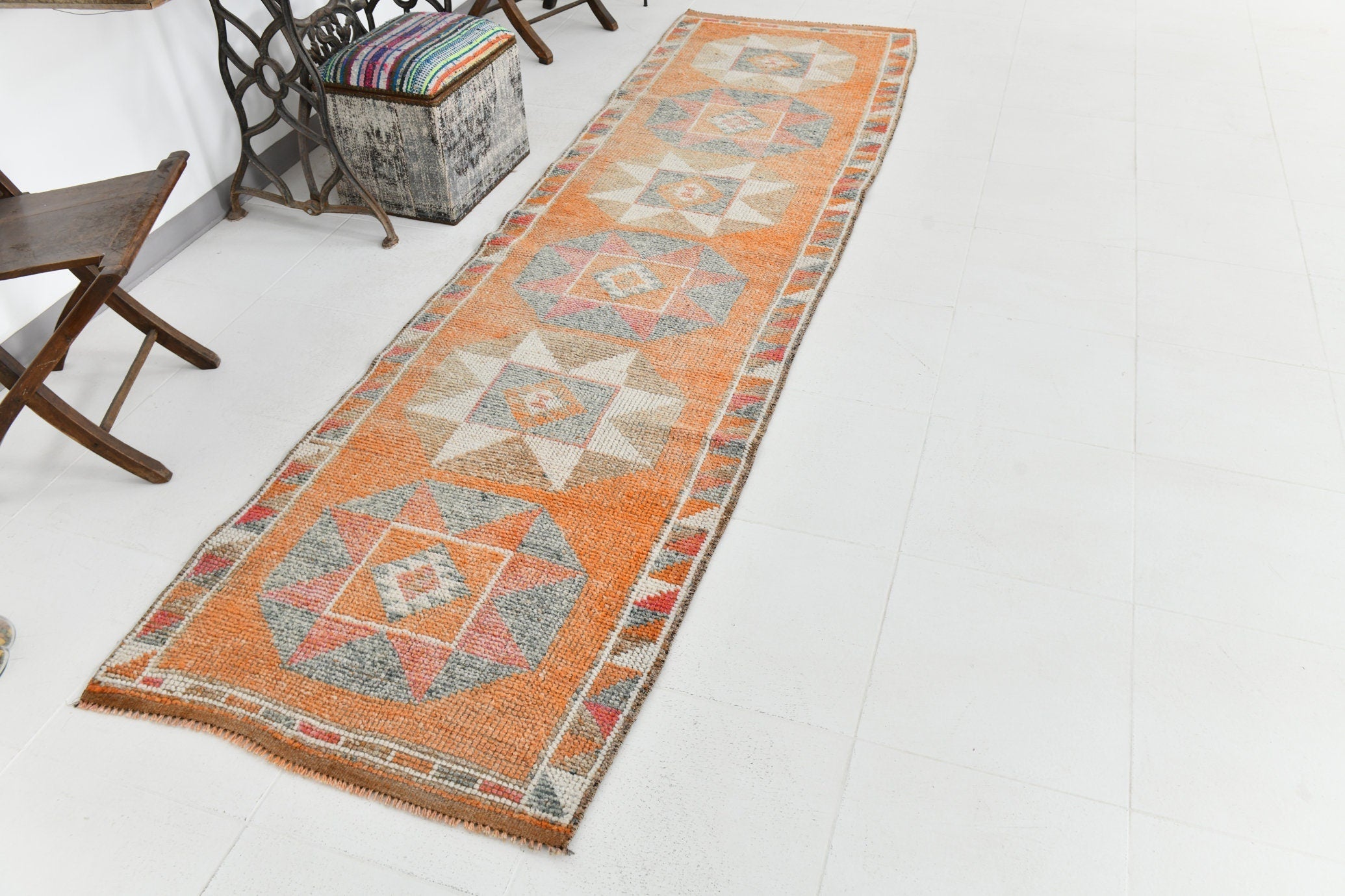 Vintage Herki Runner Rug 2'11" x 10'8" ft
