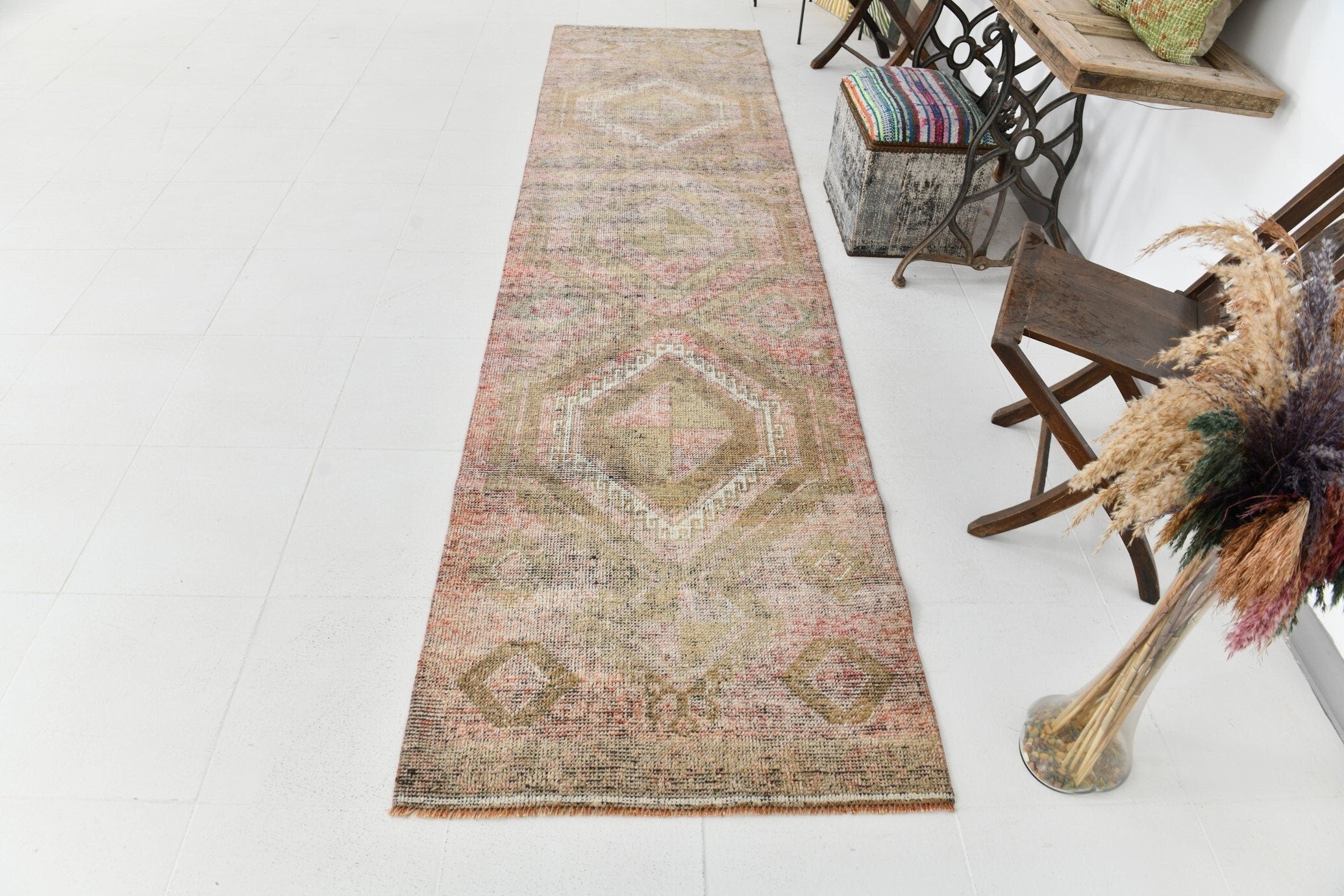 Vintage Herki Runner Rug 2’11’’ x 11’5’’ ft