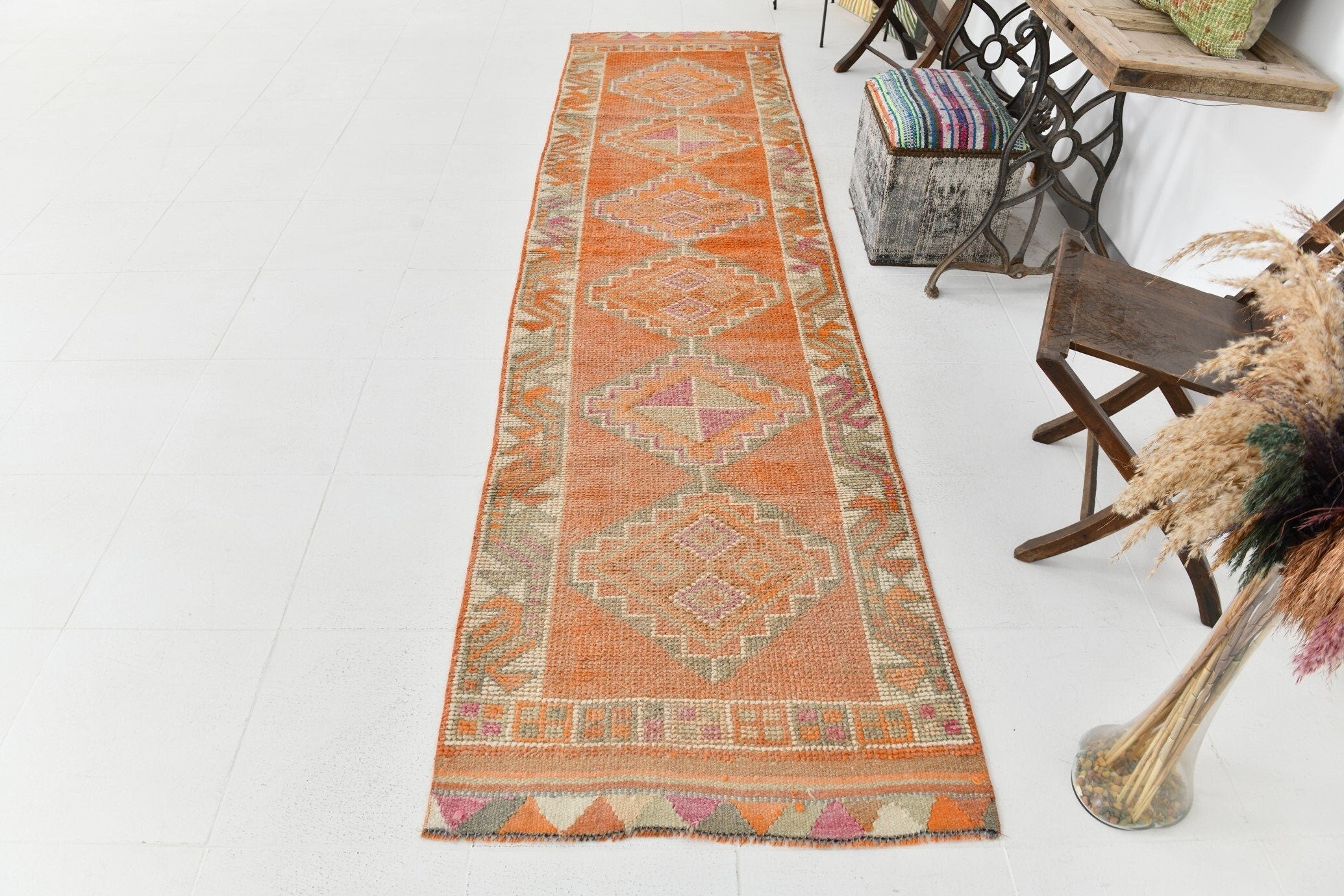 Vintage Herki Runner Rug 2'11" x 11'6" ft
