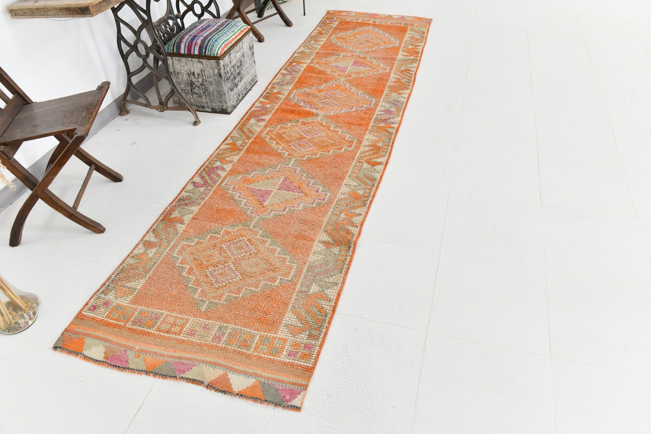 Vintage Herki Runner Rug 2'11" x 11'6" ft