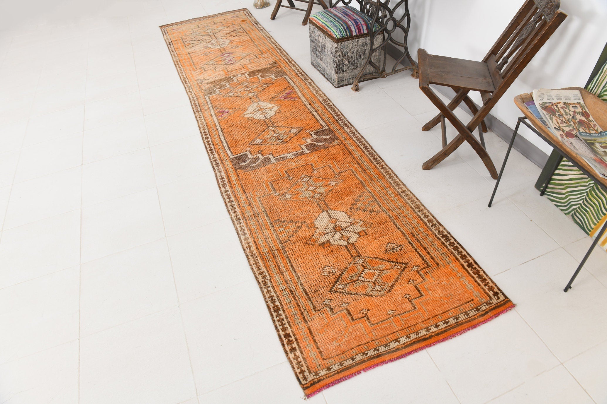 Vintage Herki Runner Rug 2'11" x 12'10" ft