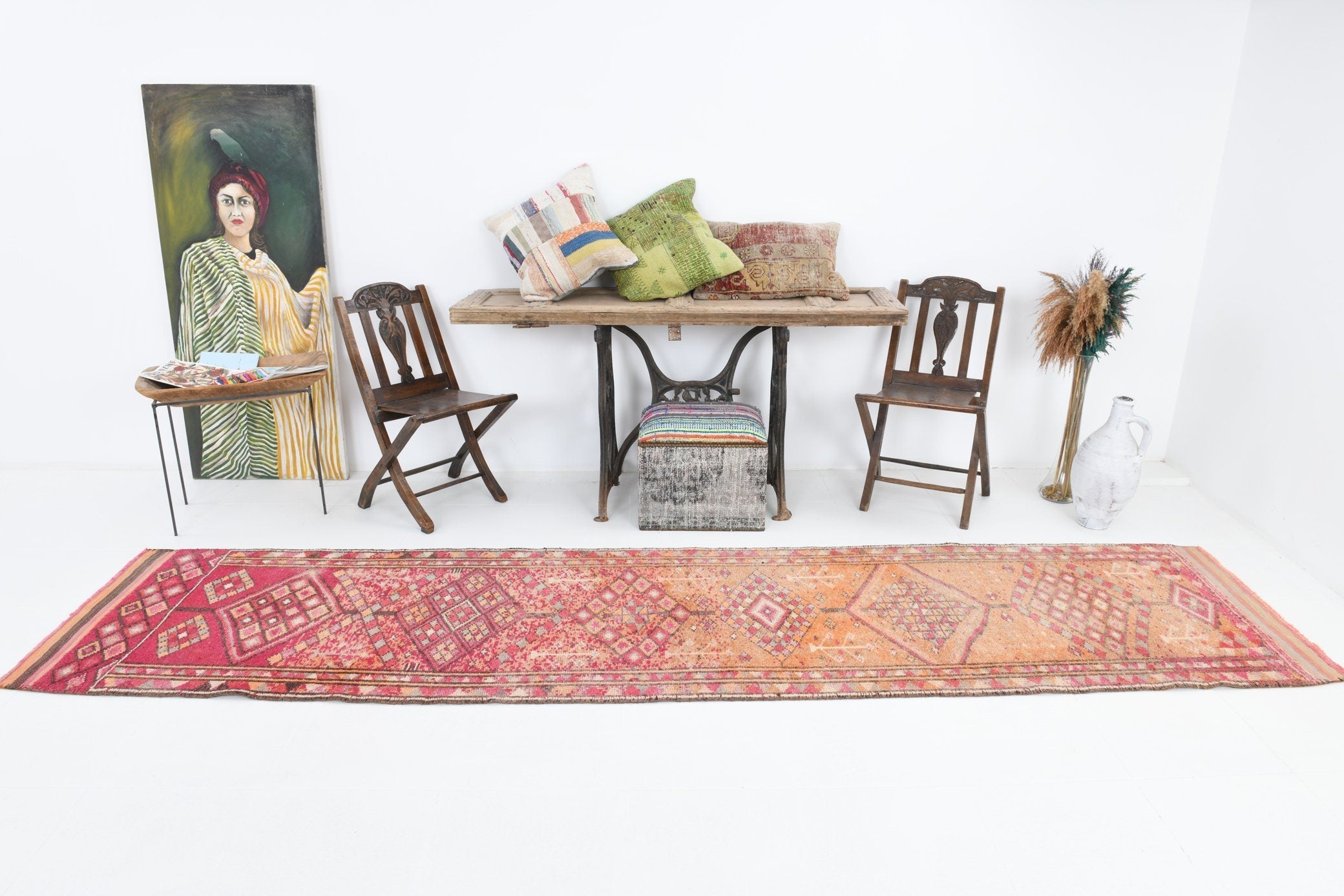 Vintage Herki Runner Rug 2'11" x 12'3" ft