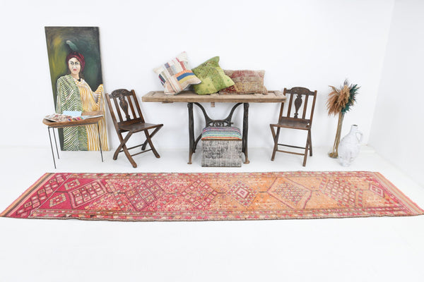 Vintage Herki Runner Rug 2'11" x 12'3" ft