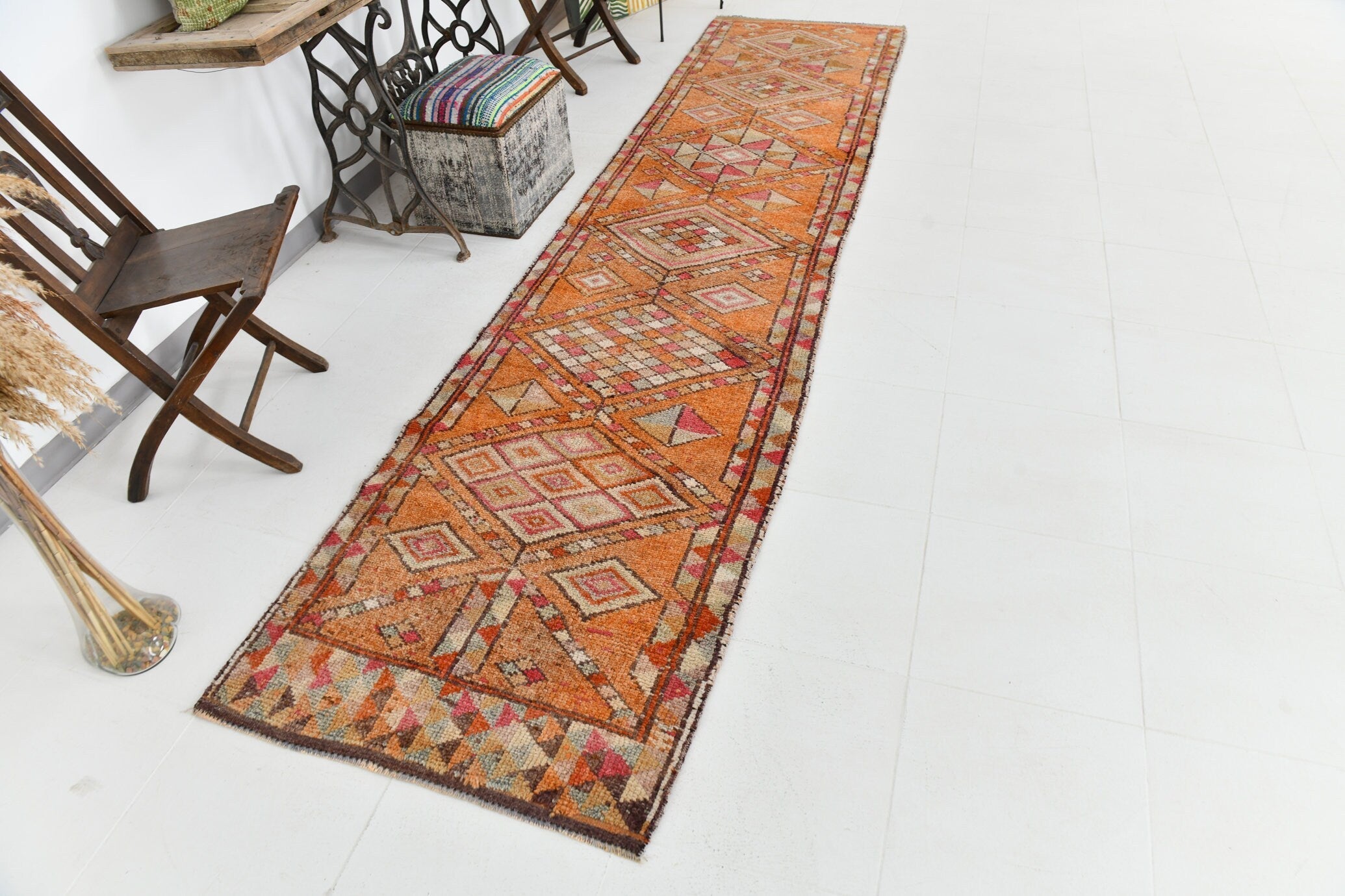 Vintage Herki Runner Rug 2’11’’ x 12’4’’ ft