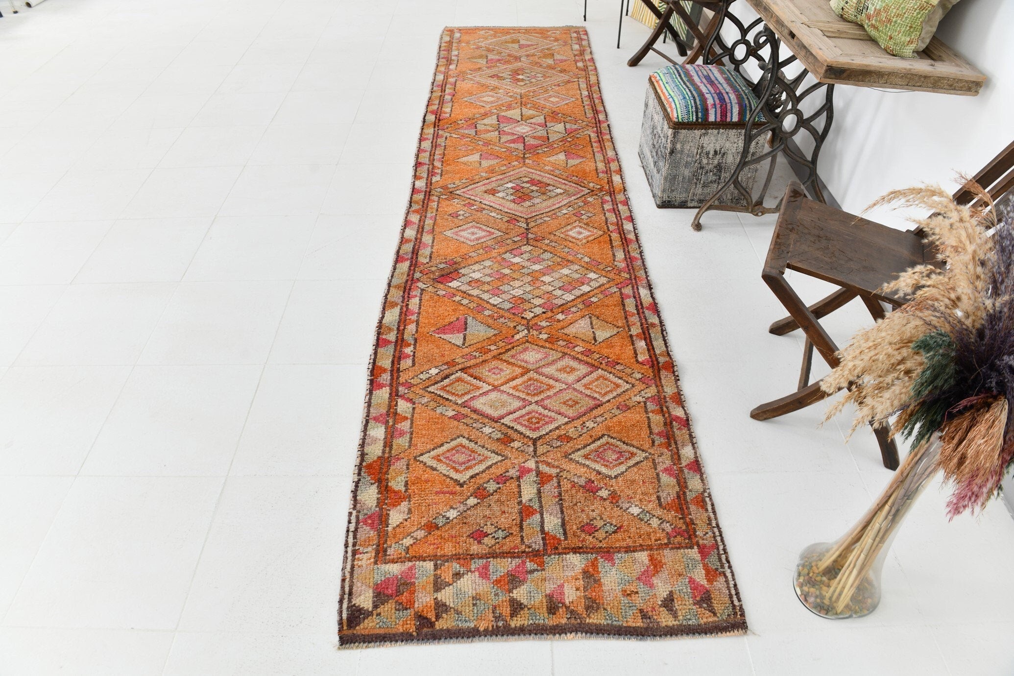 Vintage Herki Runner Rug 2’11’’ x 12’4’’ ft
