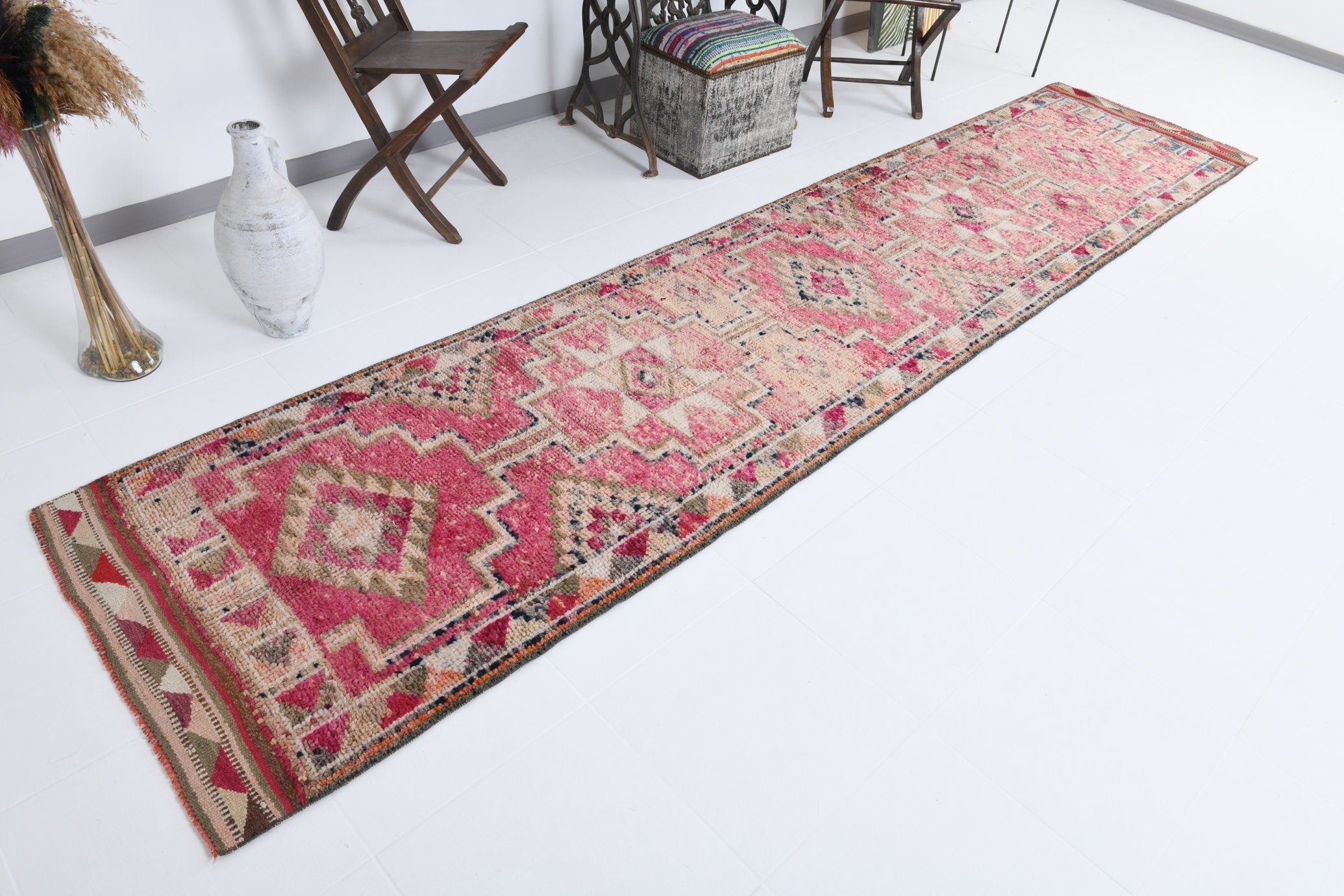 Vintage Herki Runner Rug 2’11’’ x 13’4’’ ft
