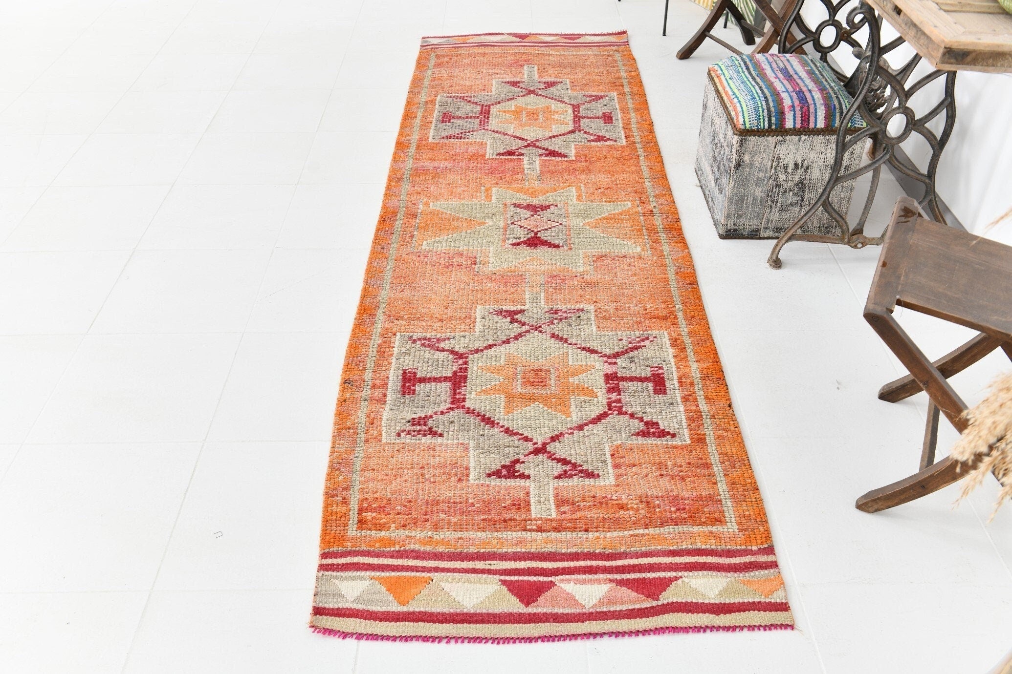 Vintage Herki Runner Rug 2’12’’ x 10’3’’ ft