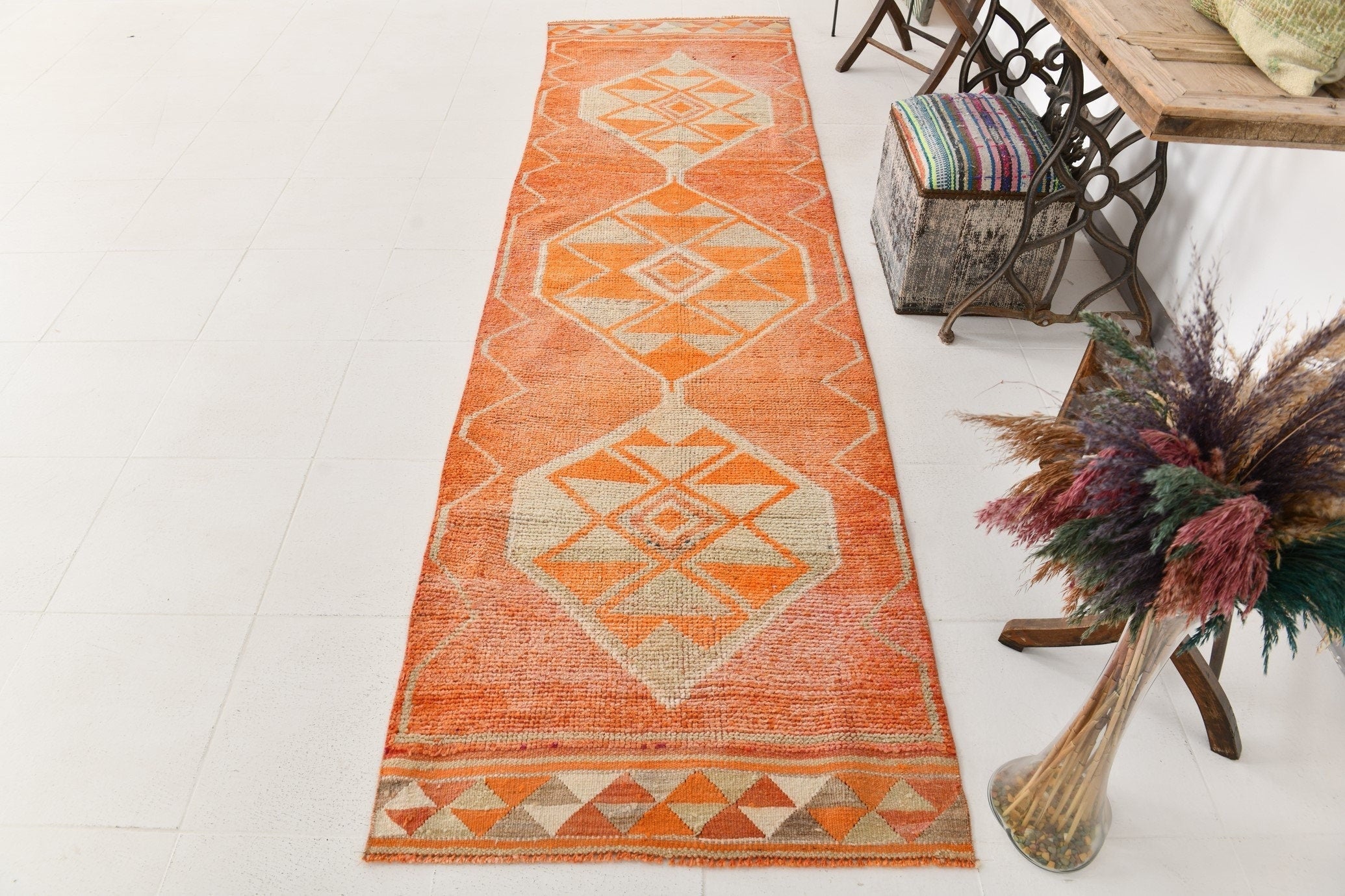 Vintage Herki Runner Rug 2'12" x 11'0" ft