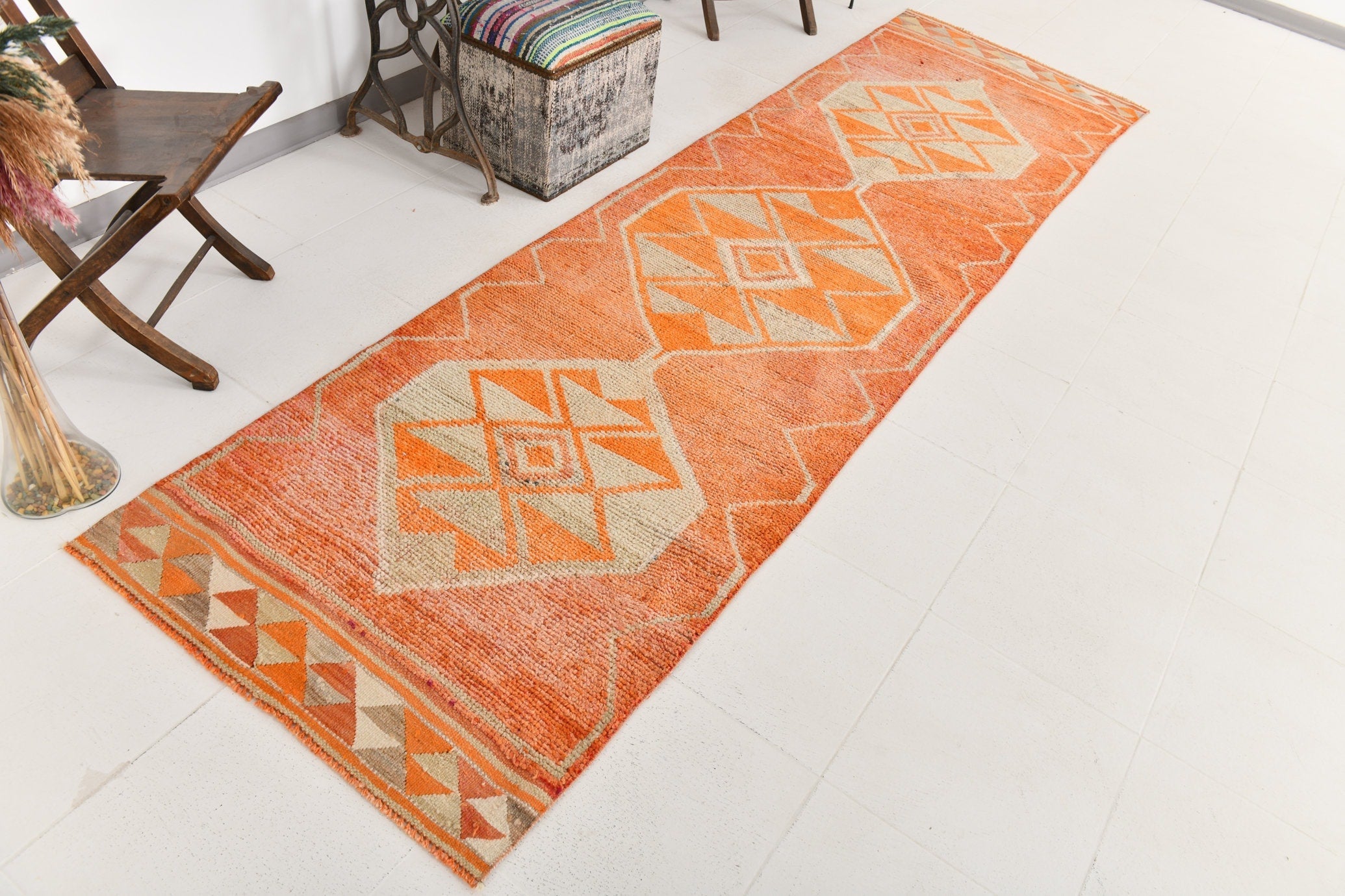 Vintage Herki Runner Rug 2'12" x 11'0" ft