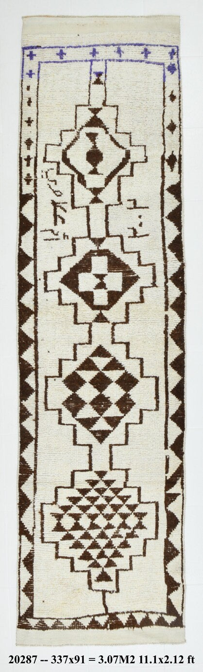 Vintage Herki Runner Rug 2'12" x 11'1" ft