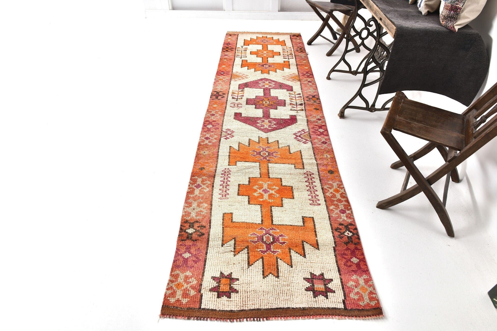 Vintage Herki Runner Rug 2’12’’ x 11’6’’ ft