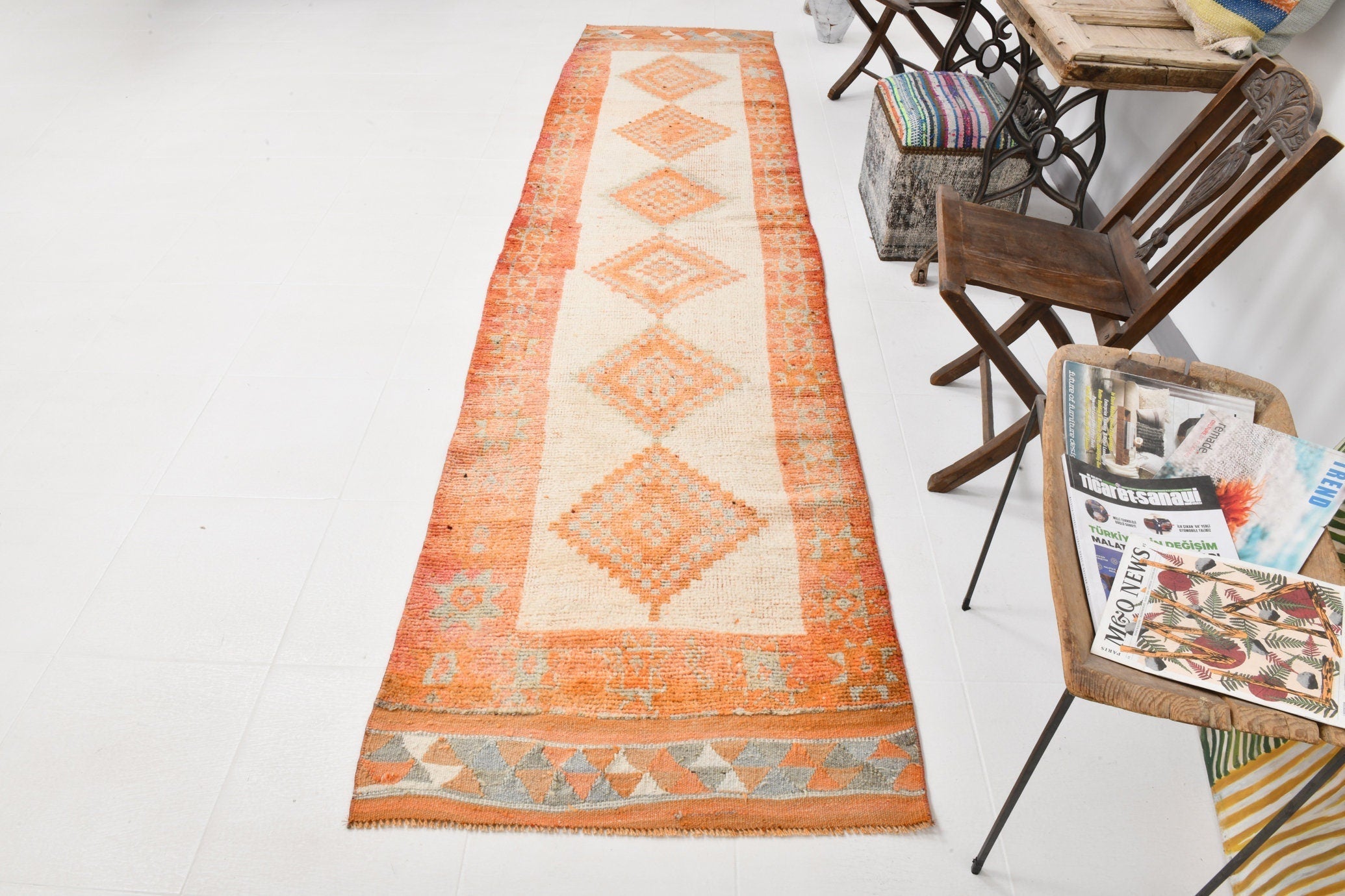 Vintage Herki Runner Rug 2’12’’ x 12’2’’ ft