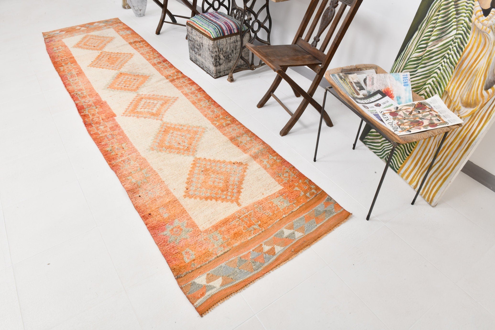 Vintage Herki Runner Rug 2’12’’ x 12’2’’ ft