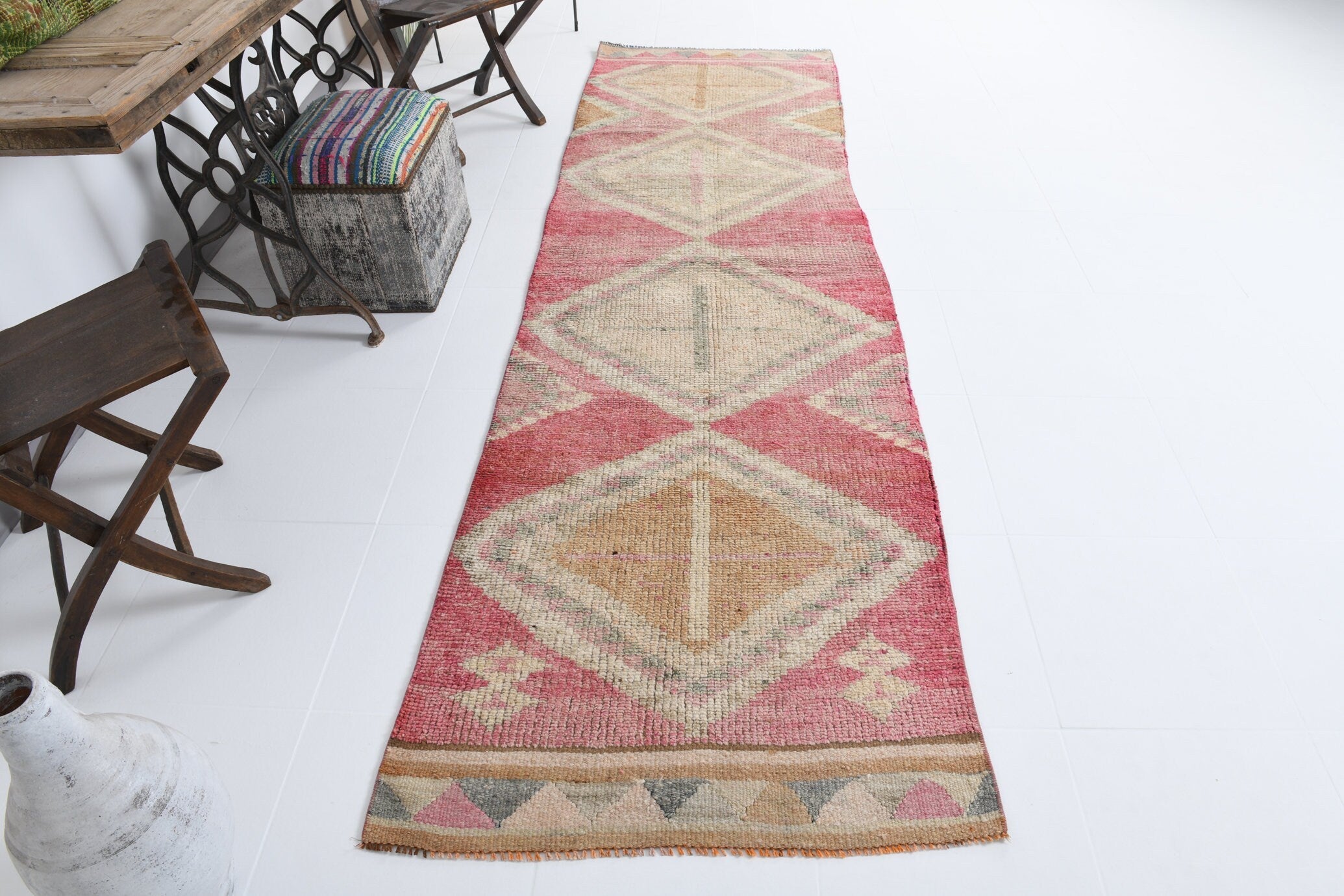 Vintage Herki Runner Rug 2'12" x 9'12" ft
