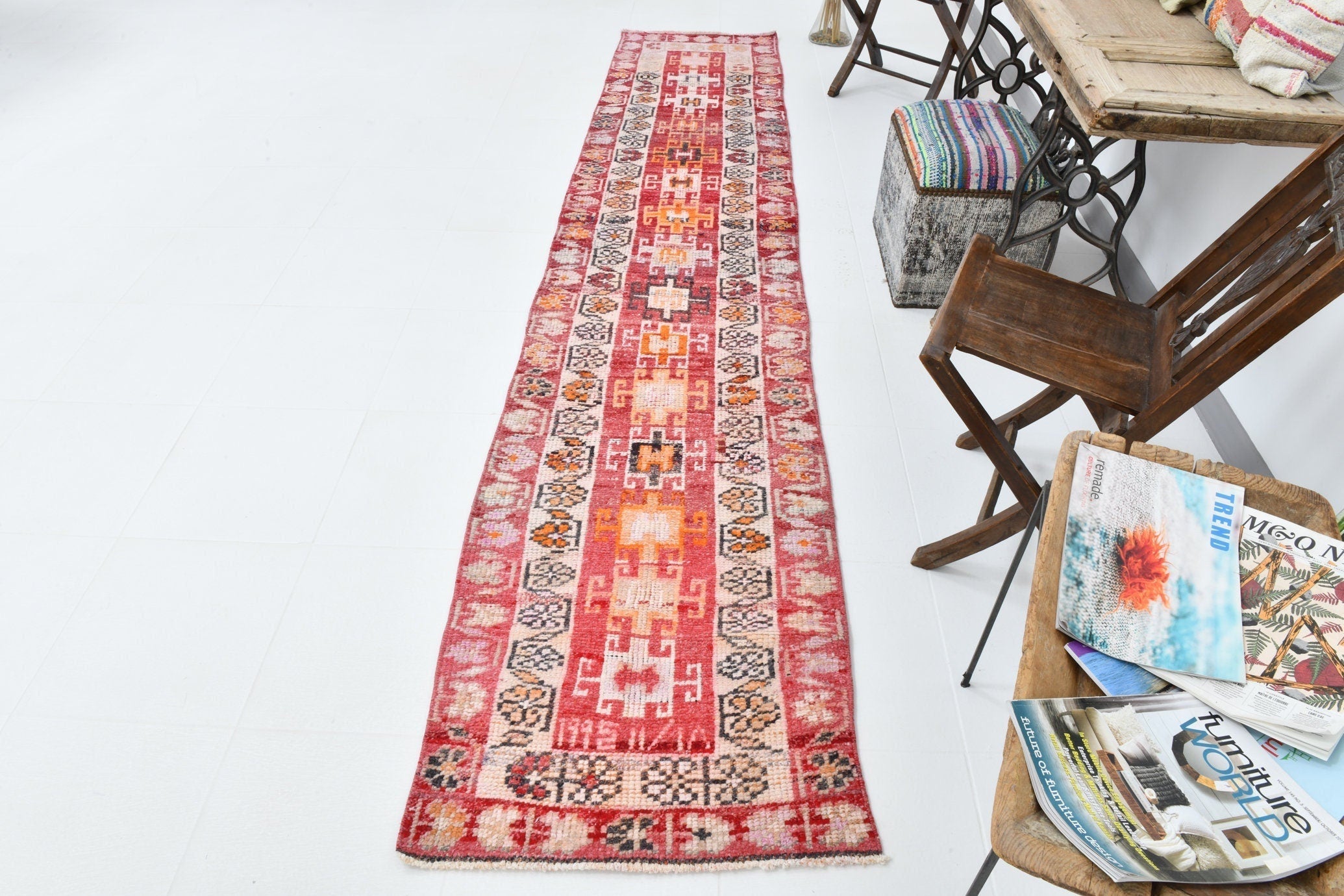 Vintage Herki Runner Rug 2'5" x 11'7" ft