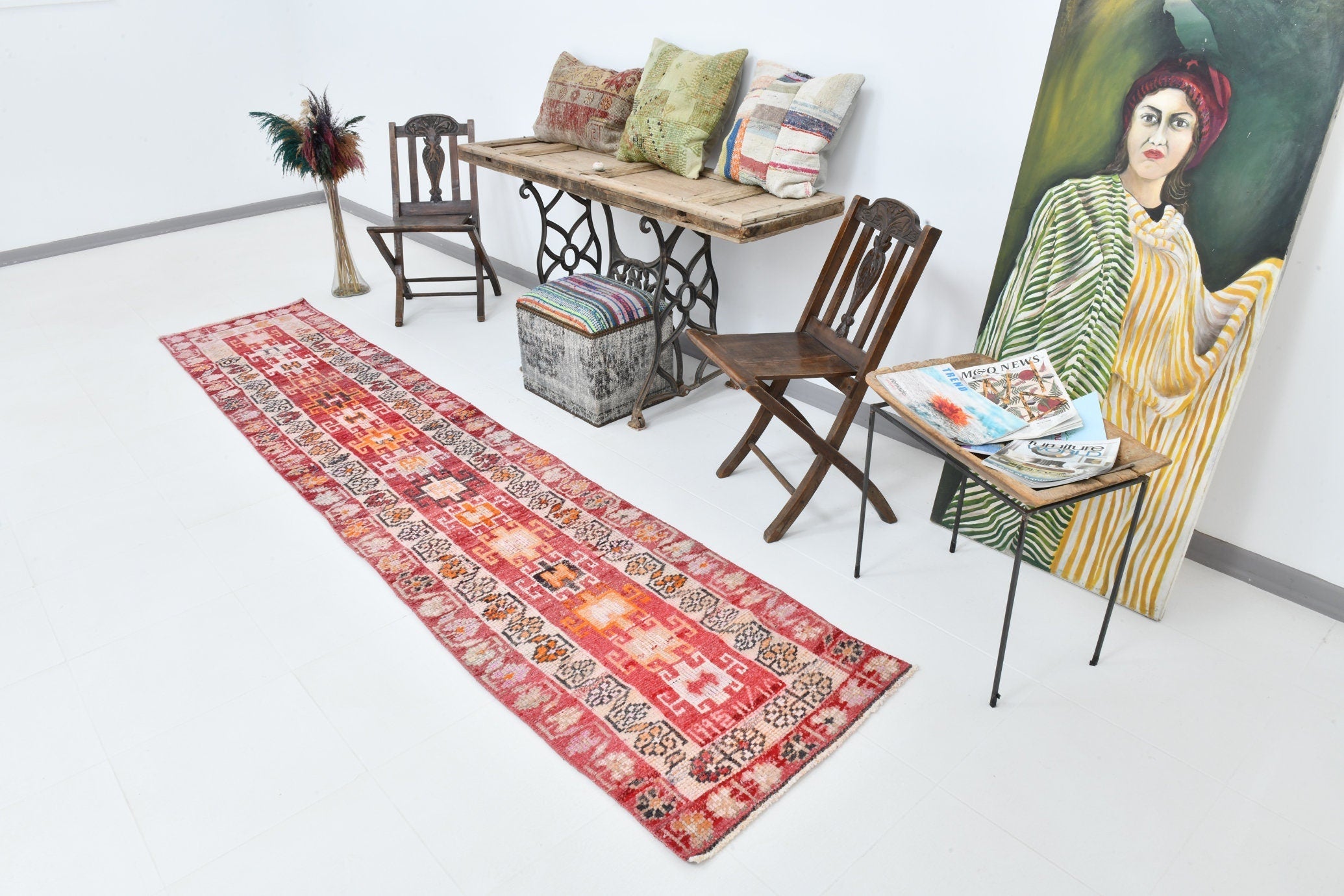 Vintage Herki Runner Rug 2'5" x 11'7" ft