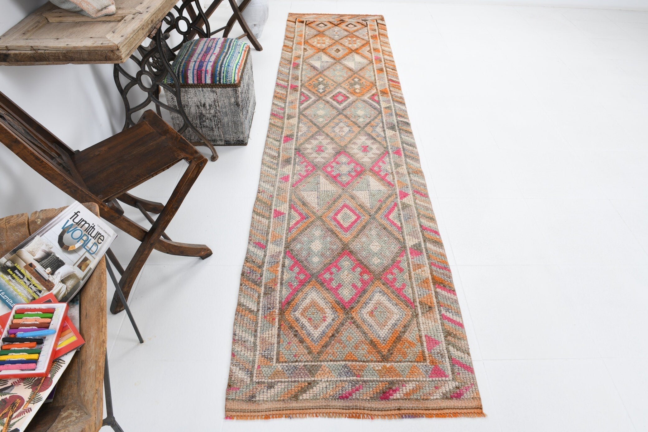 Vintage Herki Runner Rug 2’7’’ x 11’0’’ ft