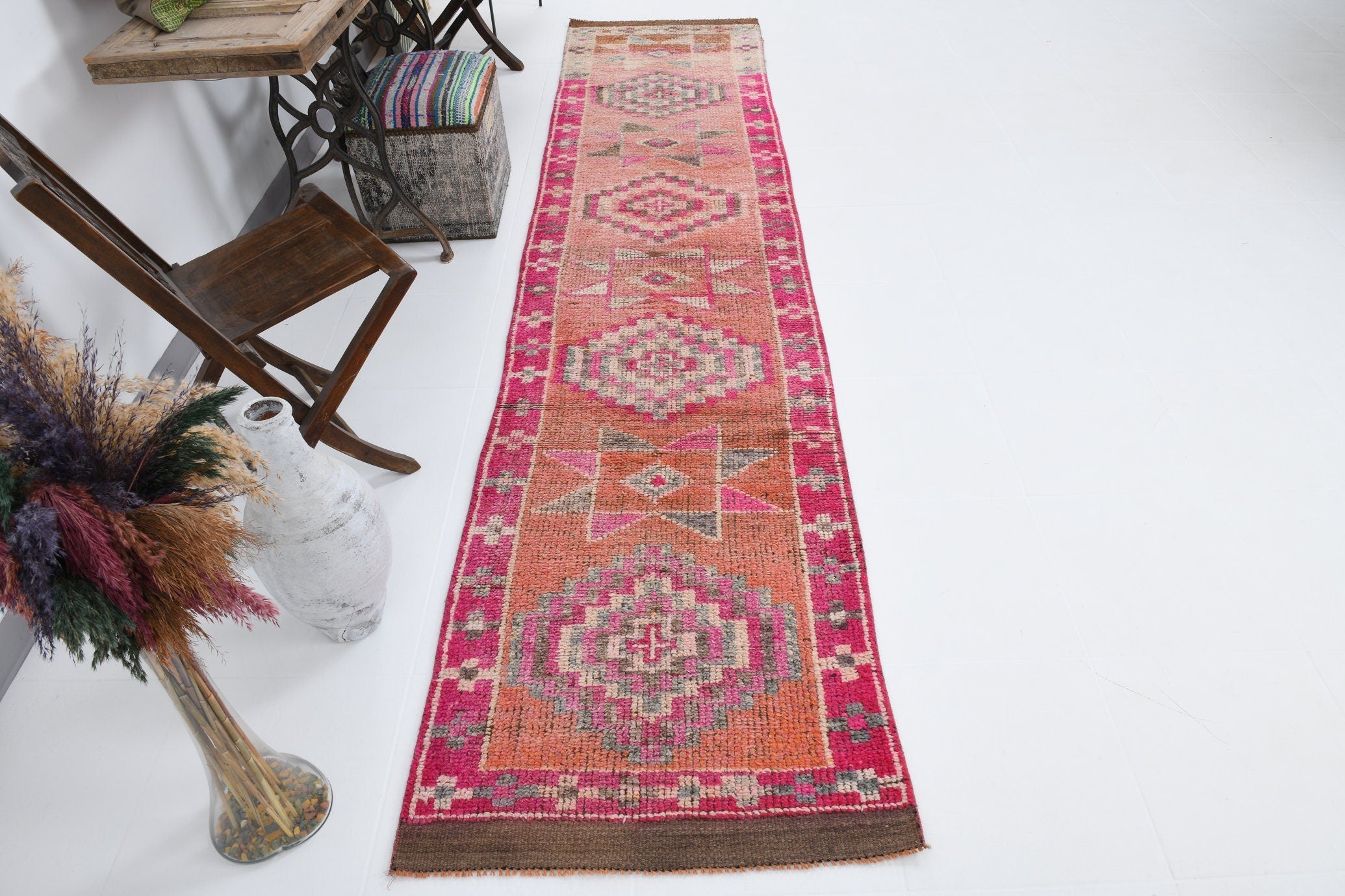 Vintage Herki Runner Rug 2'7" x 11'11" ft