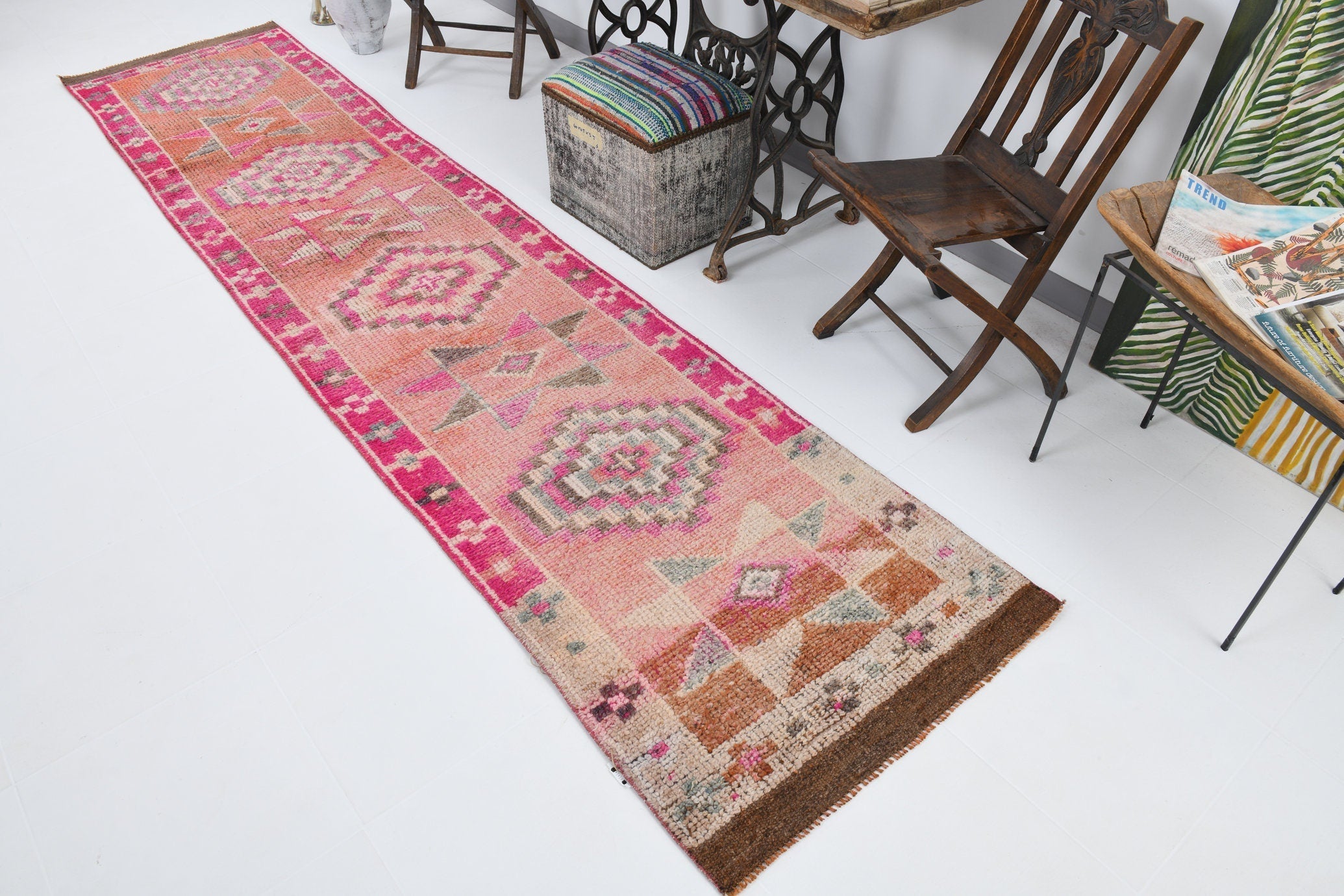 Vintage Herki Runner Rug 2'7" x 11'11" ft